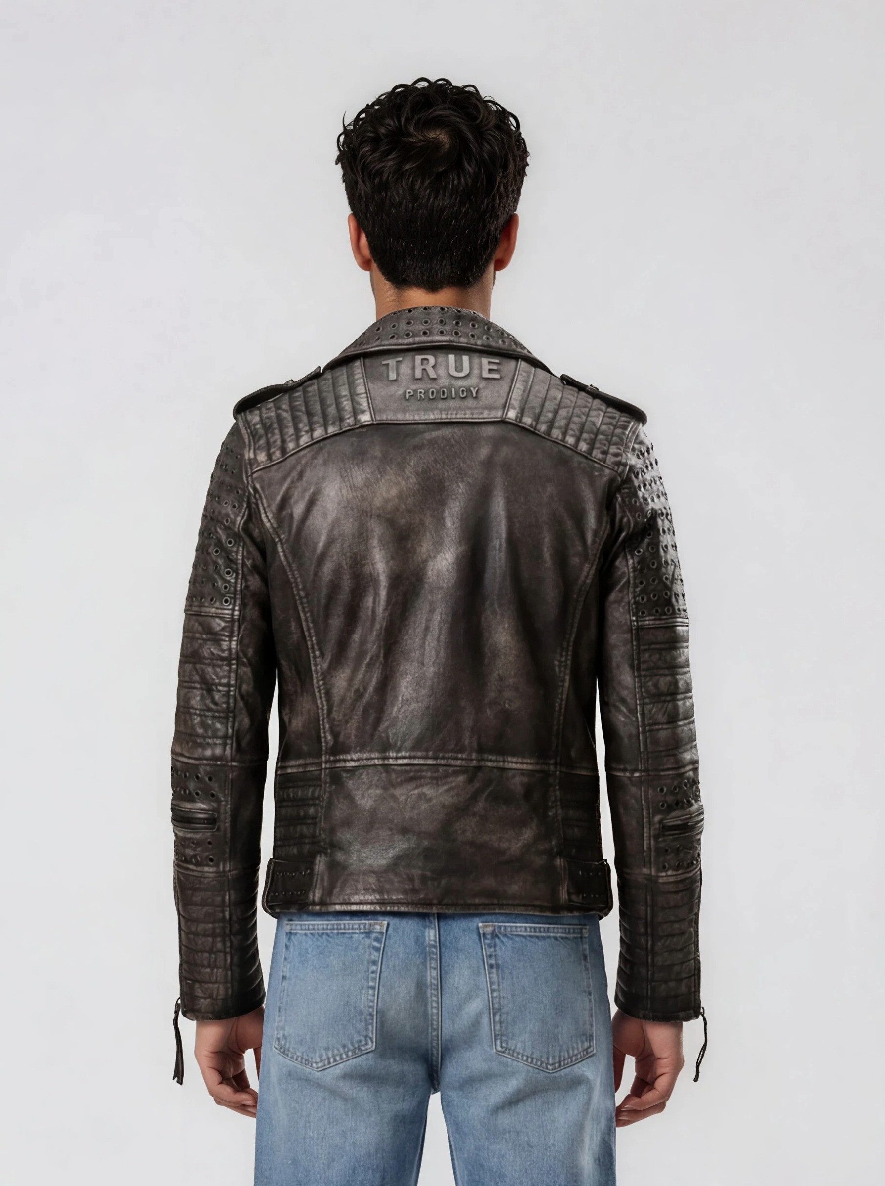 trueprodigy Lederjacke Geralt mit Ösen und Waschung