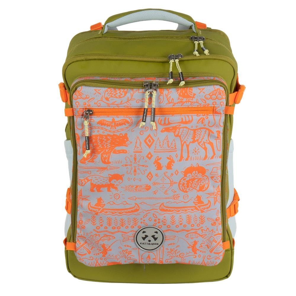 KATTBJØRN Rucksack Explorer, Grün, abnehmbare Laptophülle, Schlüsselfach