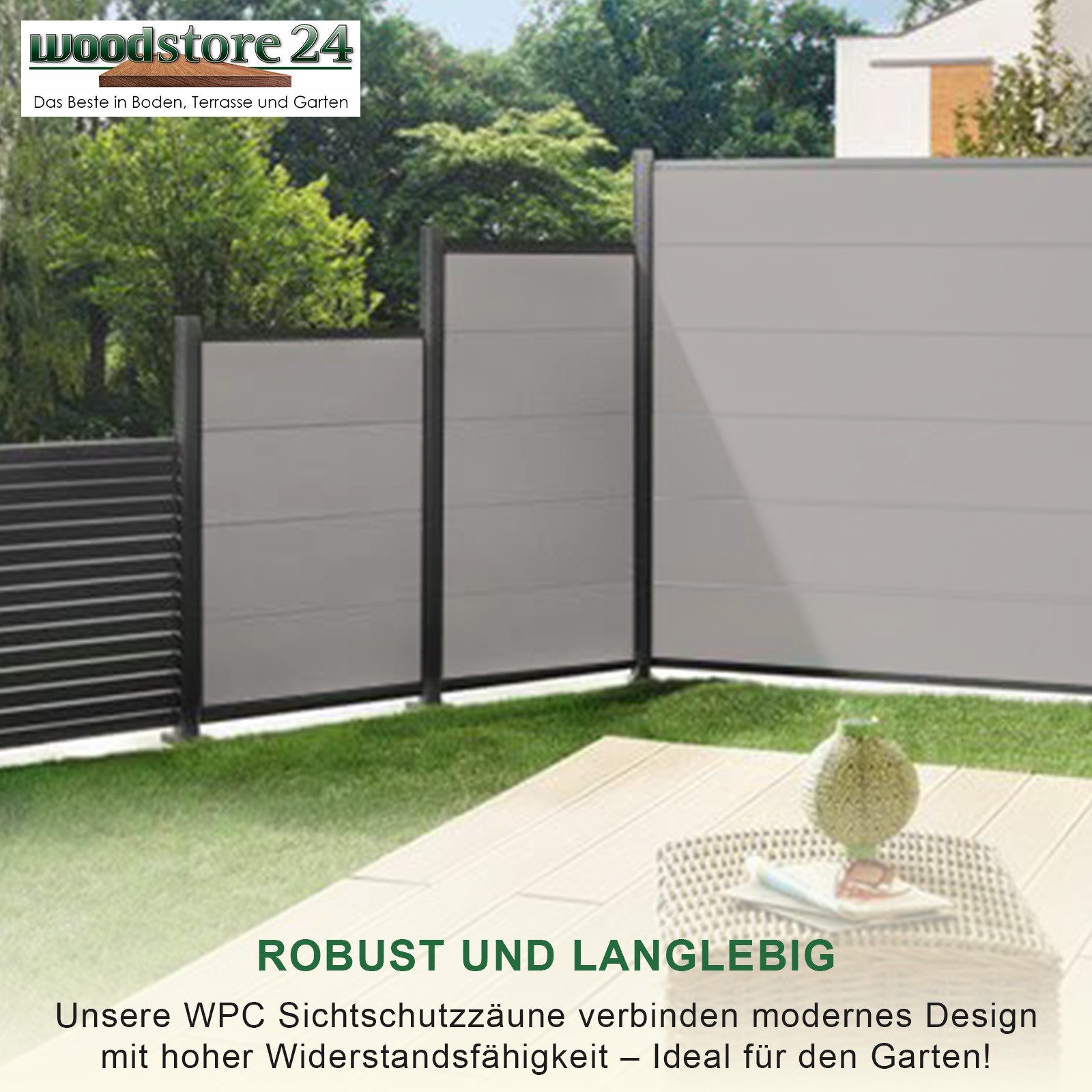 Woodstore24 Zaun WoodoZaun WPC Gartenzaun gebürstete günstig online kaufen