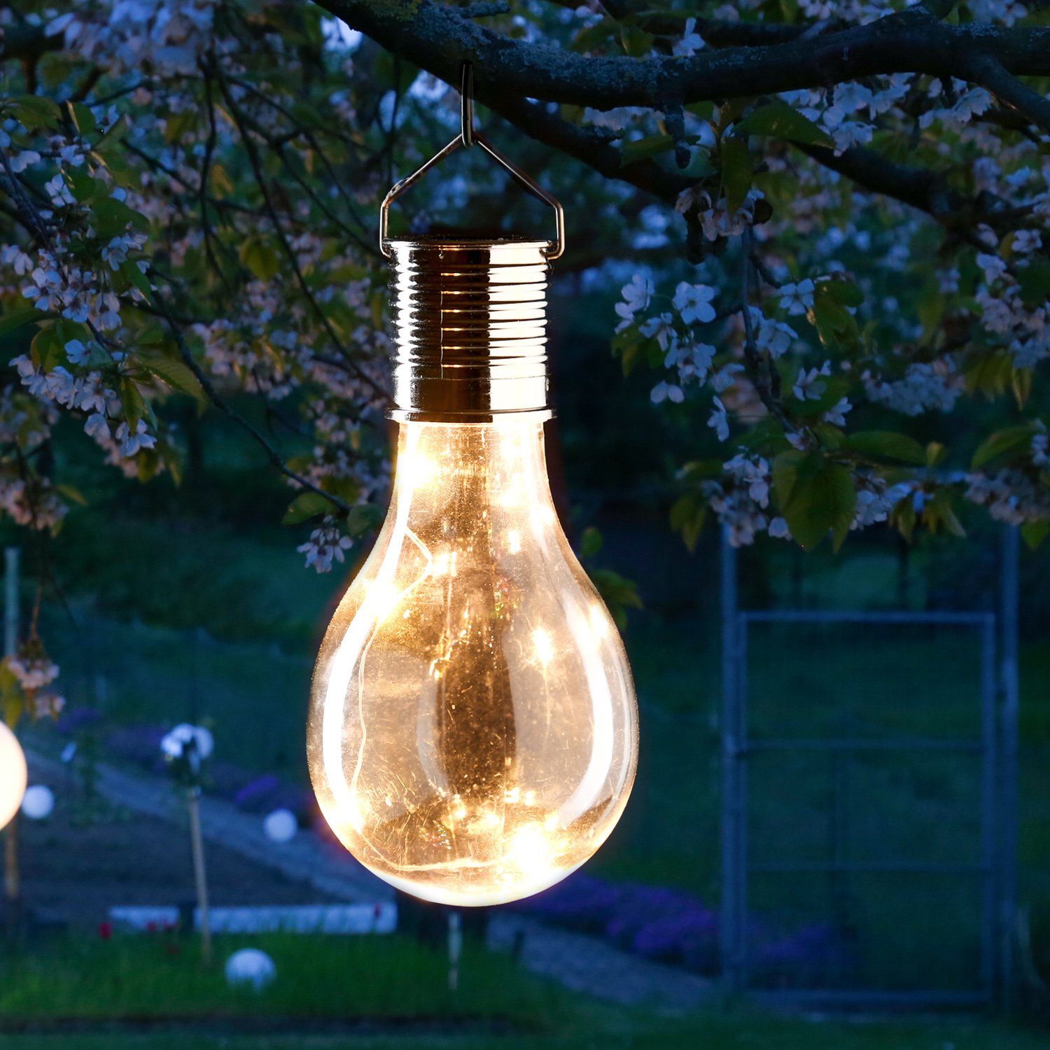 MARELIDA LED Solarleuchte »LED Solar Glühbirne m. Drahtlichterkette hängend  Garten Terrasse Balkon transparent« online kaufen | OTTO