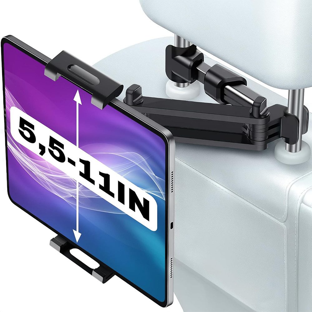 TUWENA Tablet-Halterung Verstellbar Tablet Halterung Auto, Ausziehbare Kopfstützenhalterung, (Für iPad iPhone/Kindle Fire/Nintendo Switch/Samsung 5.5-11 Zoll Geräte)