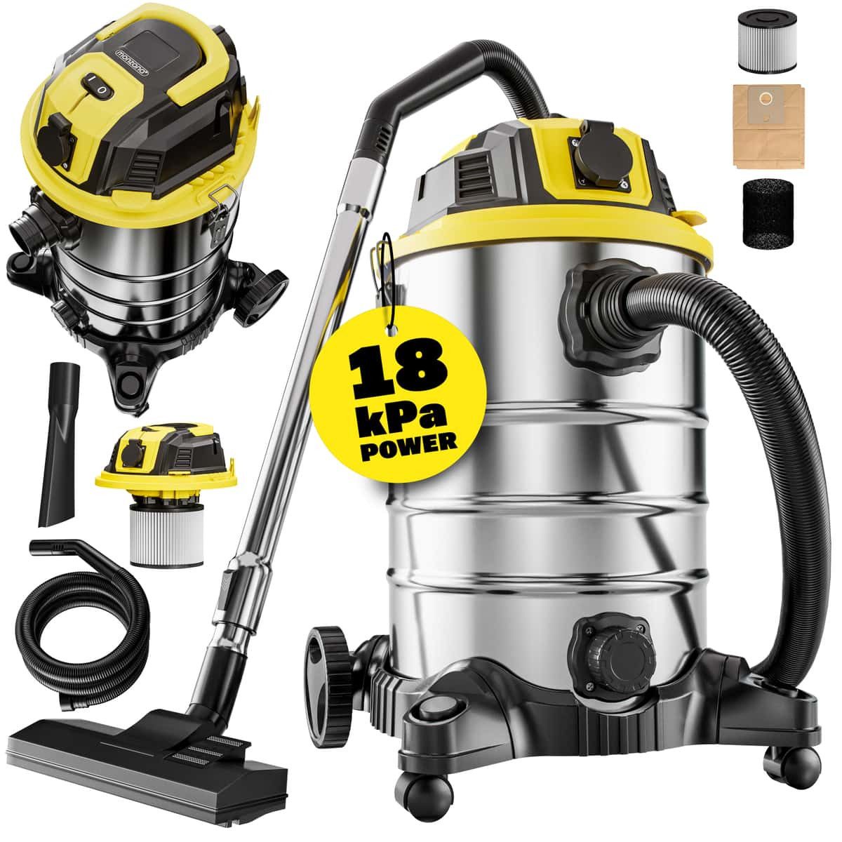 monzana Bodenstaubsauger, Nass Trockensauger 2200W Steckdose Blasfunktion 30L Behälter beutellos