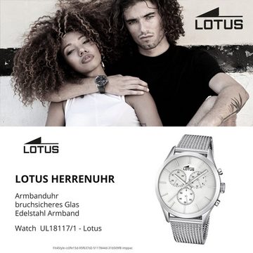 Lotus Chronograph Lotus Herren Uhr Elegant L18117/1 Stahl, (Chronograph), Herren Armbanduhr rund, groß (ca. 43,2mm), Edelstahlarmband silber