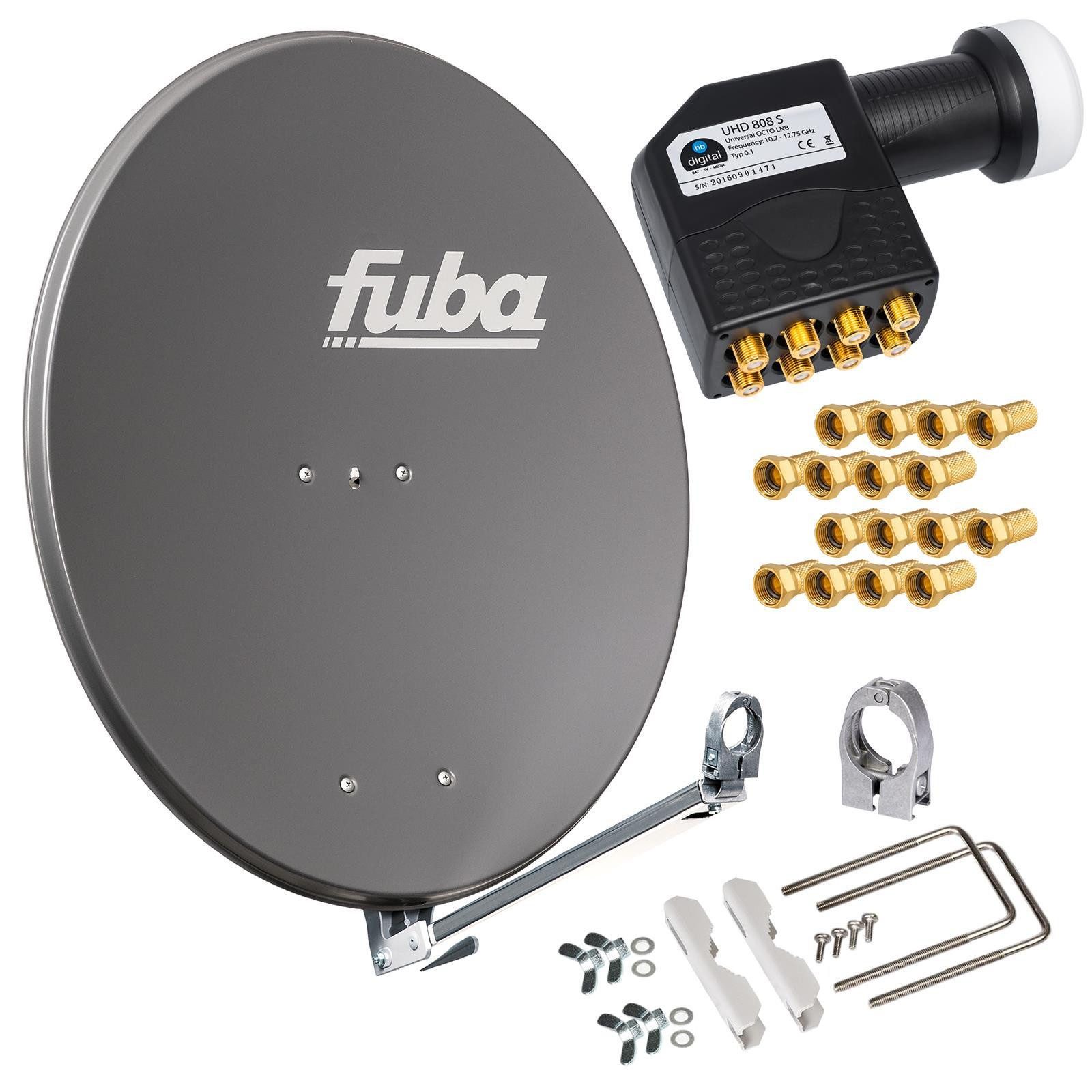 HB-DIGITAL Sat Anlage 80cm Fuba DAL 800 Octo LNB anthrazit Sat-Spiegel