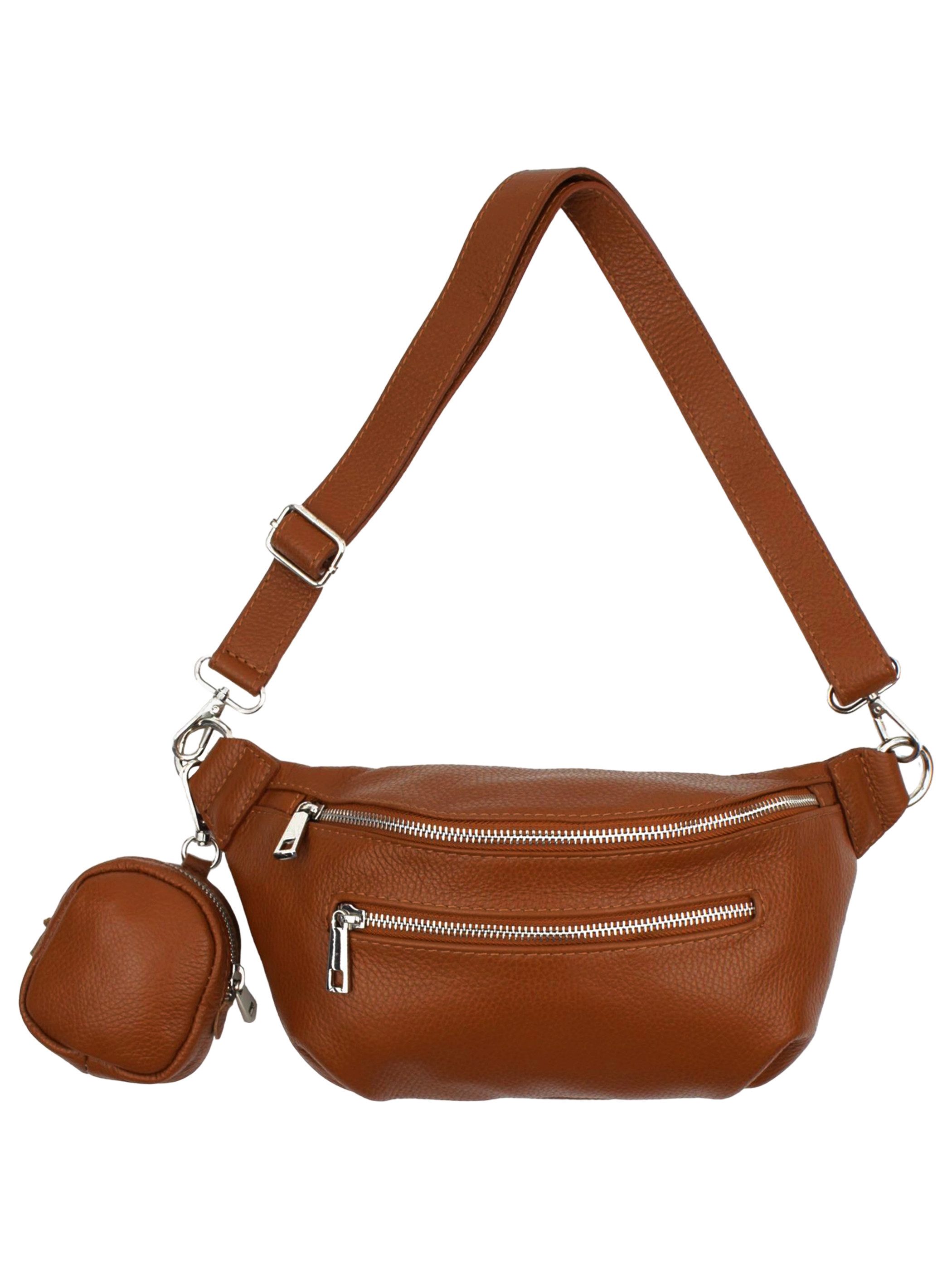 SEVA Gürteltasche Umhängetasche Damen Leder, Crossbody Schultertasche mit Portemonnaie (Vielen Farben), Festival Bauchtasche mit Geldbörse, Made in Italy