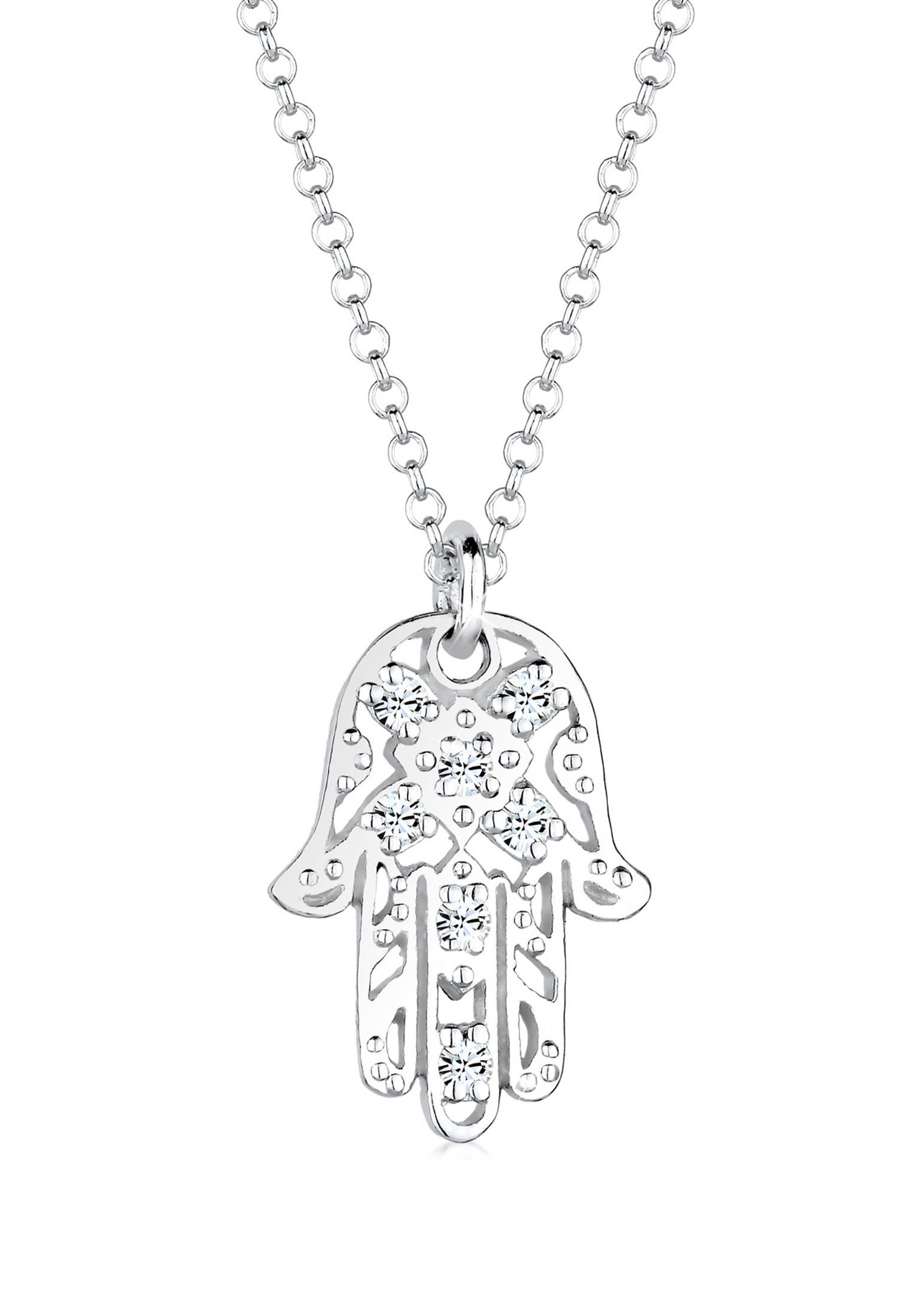 Elli Collierkettchen Hamsa Hand der Fatima Kristalle 925 Silber