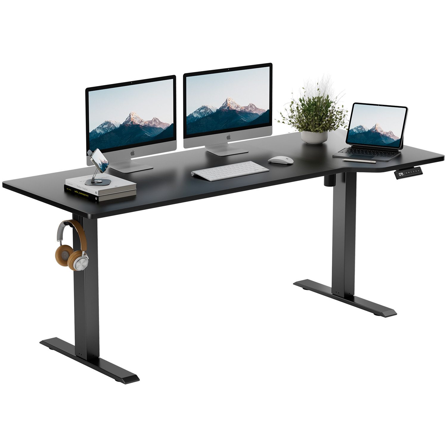 HOMALL Schreibtisch Schreibtisch Höhenverstellbarer mit Gedächtnis und Sitzerinnerung (2-lagige Höhenverstellung mit sitzender Erinnerungsfunktion und USB-Ladeanschluss)