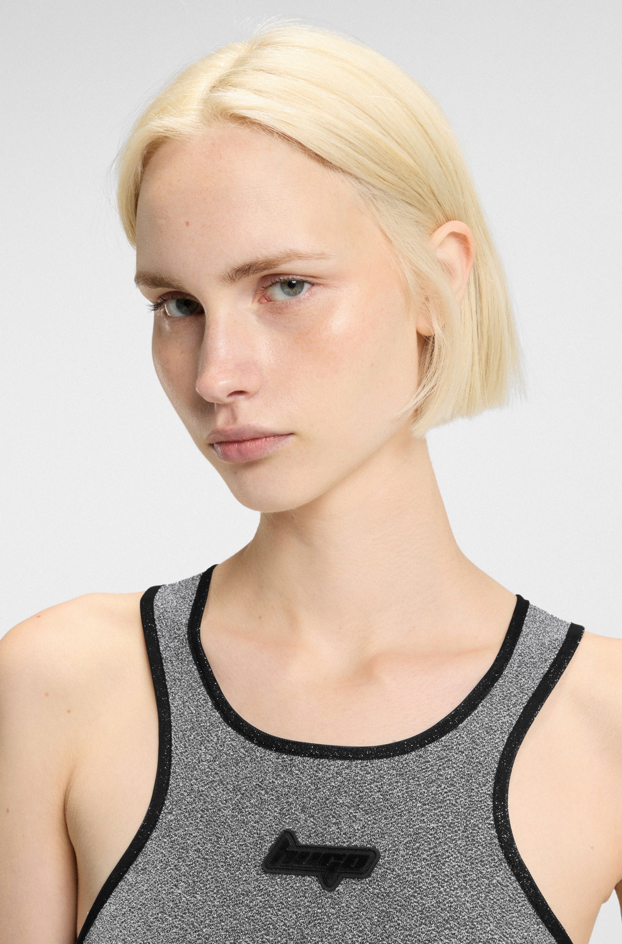 HUGO Blue Jerseykleid Niamh schimmernd, Slim Fit