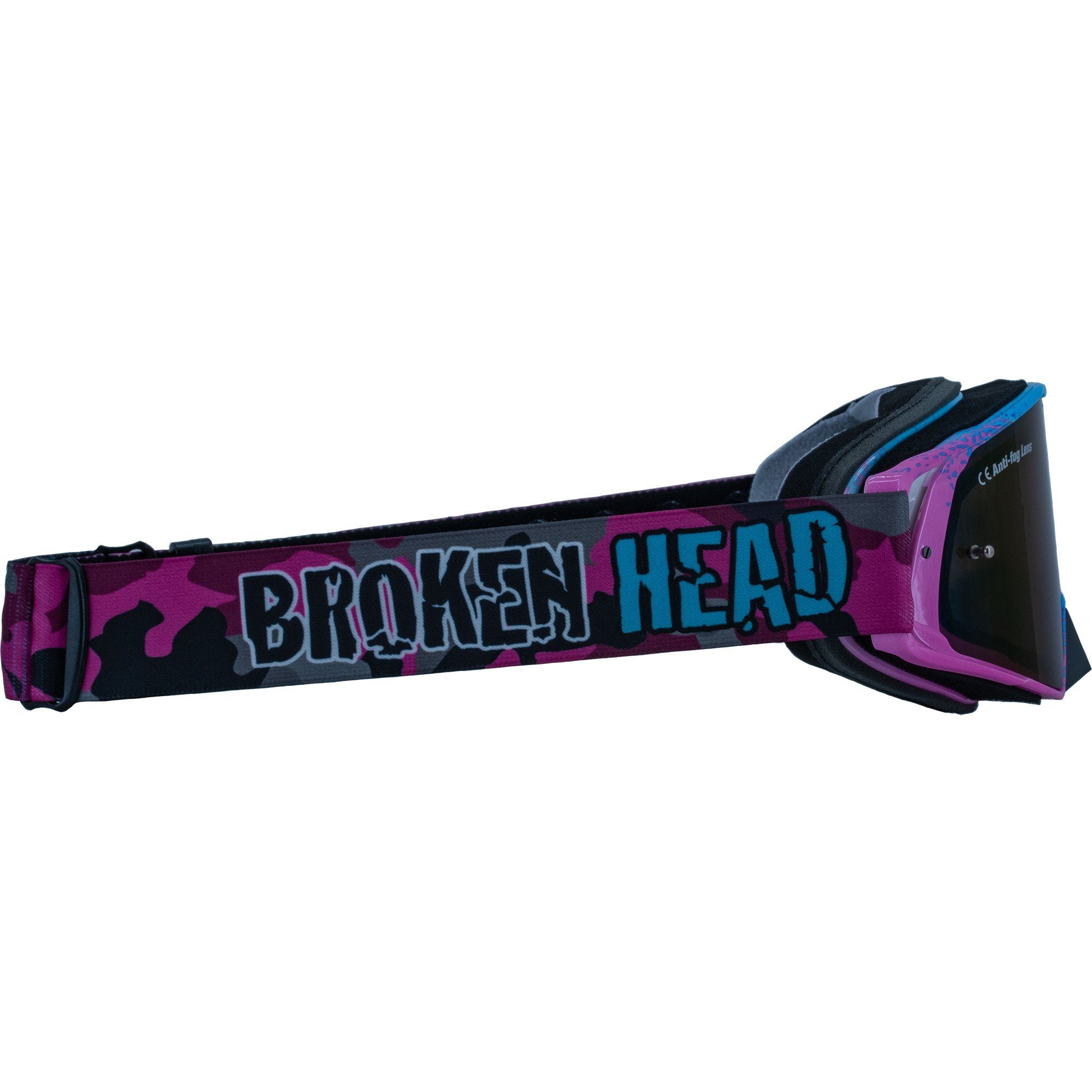 Broken MX-Regulator Head Pink, Motorradbrille verstellbar Größe