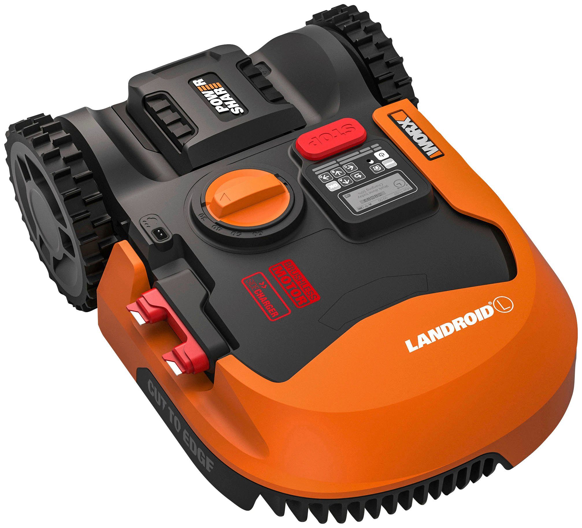 Worx Rasenmähroboter Landroid L2000, bis 2000 m² Rasenfläche, (Set), 2000m², 20V/5Ah, 22cm/30-60mm, WiFi/Bluetooth, Cut to edge, PowerShare