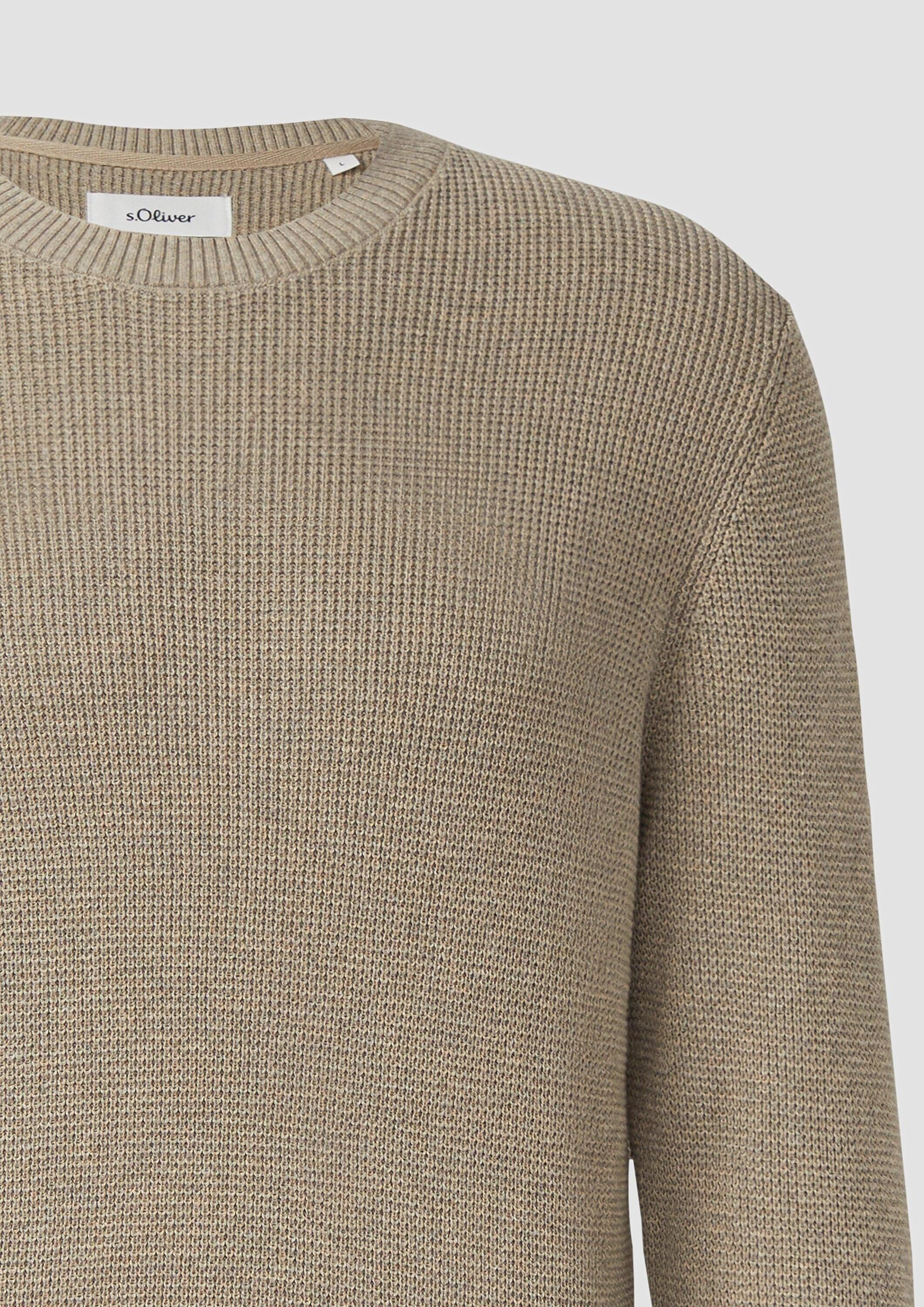 s.Oliver Longpullover Strickpullover Strickpullover mit Crew Neck und Strukturmuster