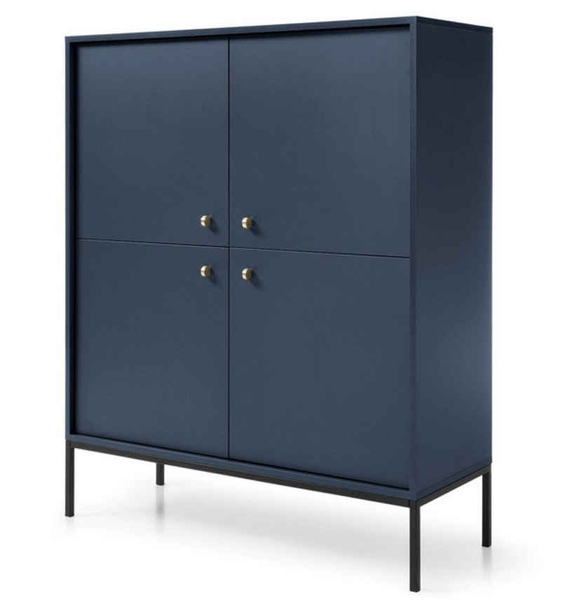 Feldmann-Wohnen Highboard Mono (Mono, 1 St., Highboard mit 4 Drehtüren), 103,5cm marineblau