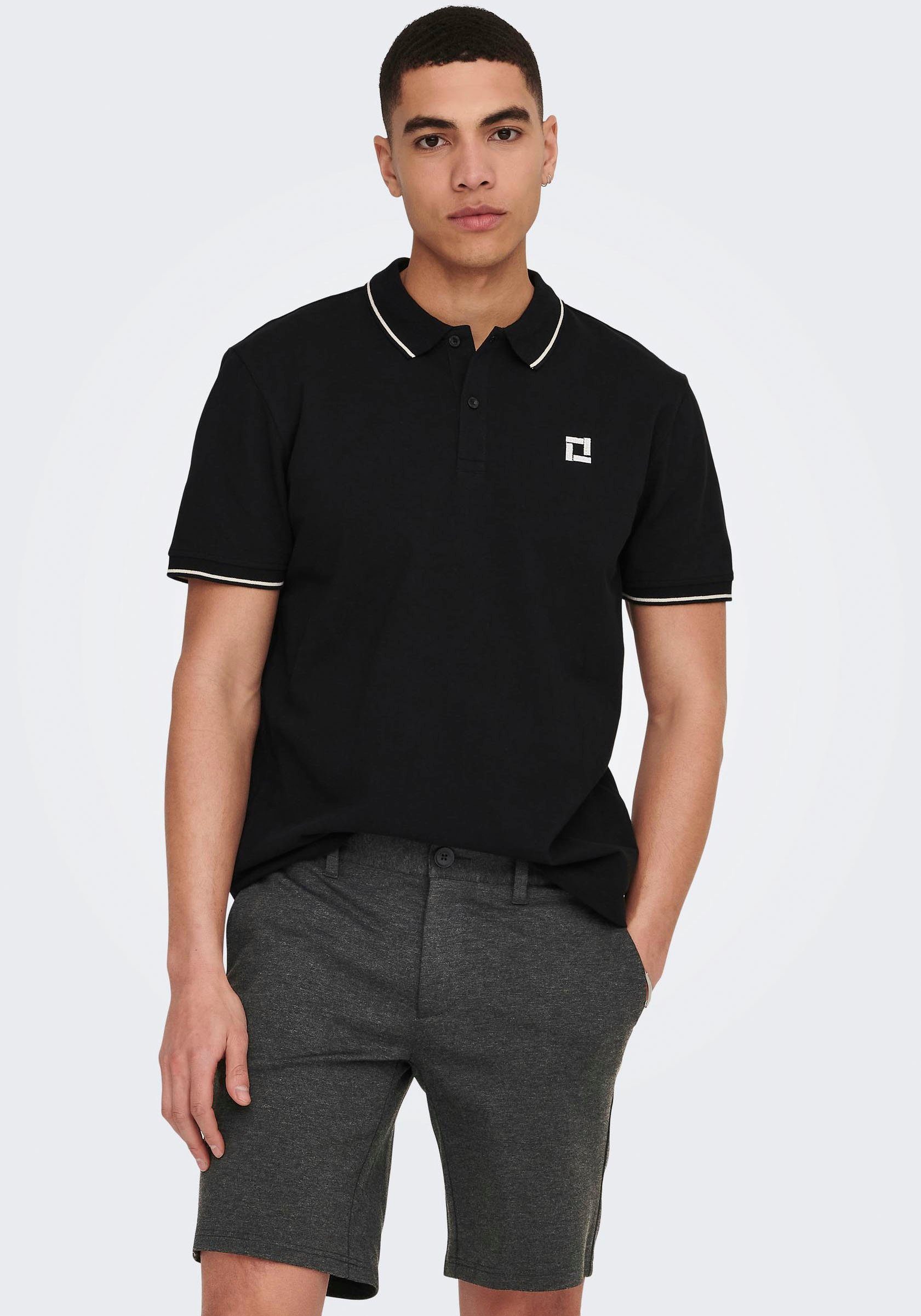 SLIM & ONLY Black ONSFLETCHER NOOS Poloshirt POLO SONS SS