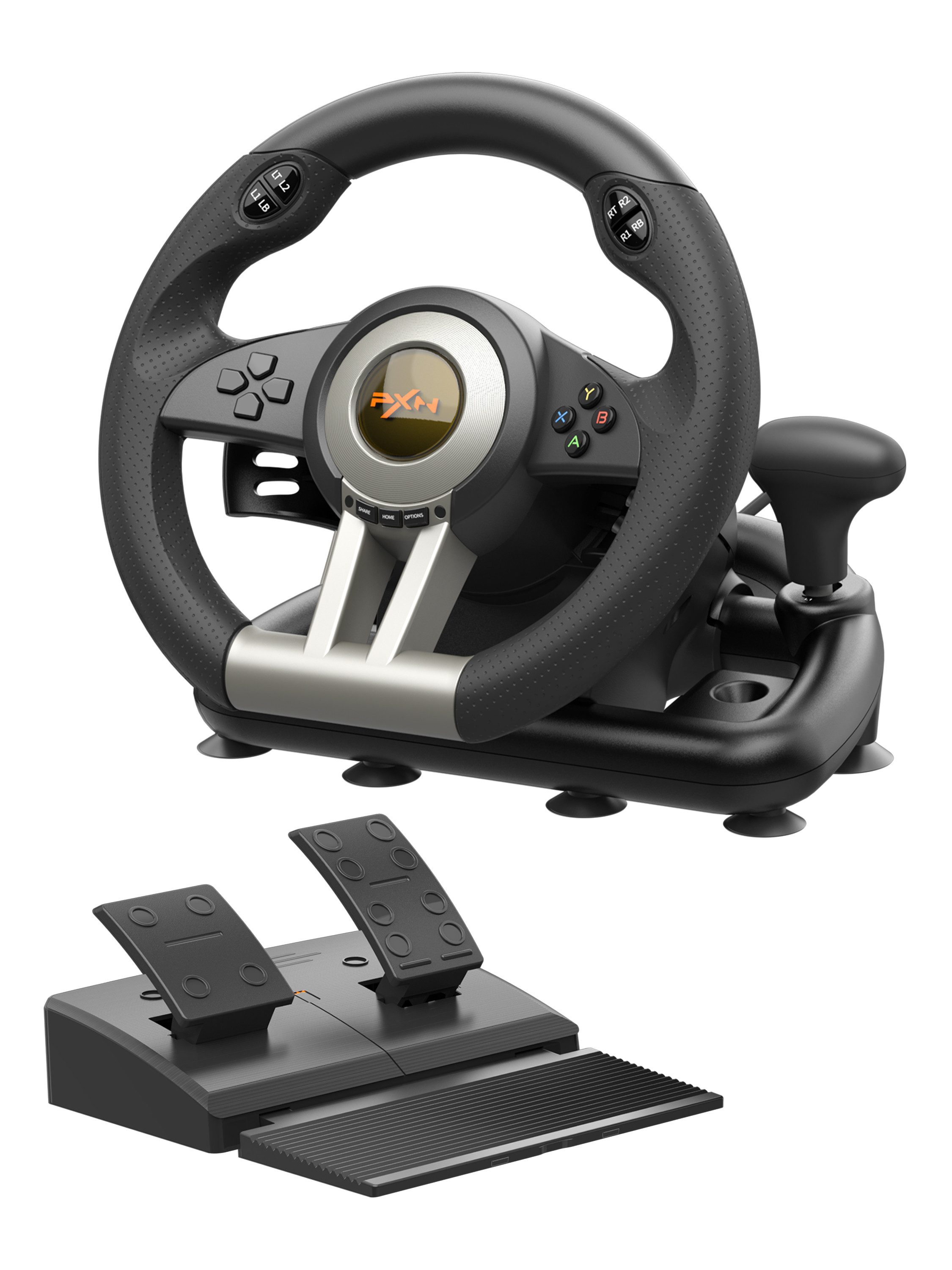 PXN V3 Pro Gaming-Rennlenkrad mit Pedalen, Dual-Motor-Vibration Gaming-Lenkrad (kompatibel mit PC, PS3, PS4, Xbox & Nintendo Switch)