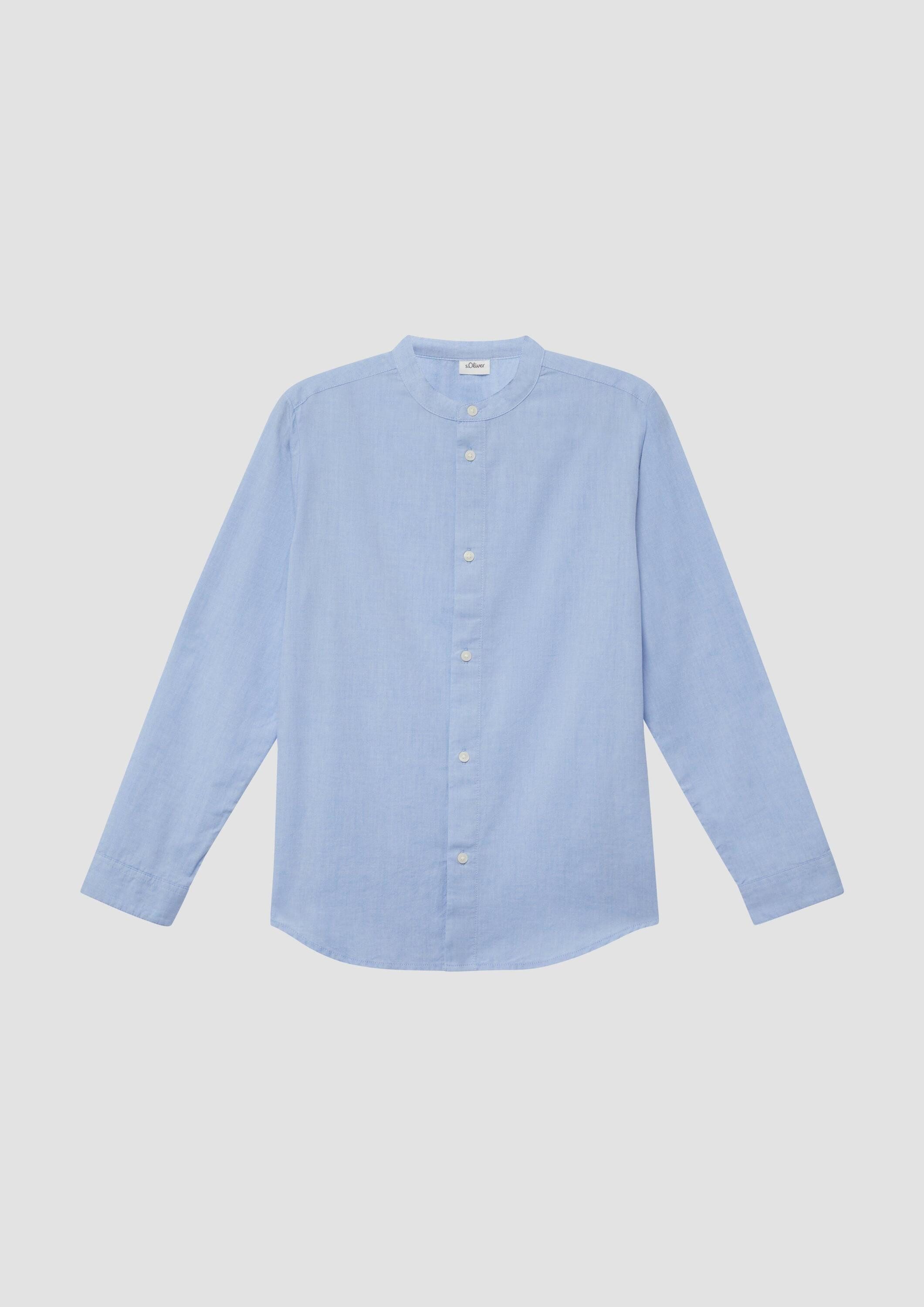 s.Oliver Langarmhemd Hemd Chambray-Hemd mit Stehkragen