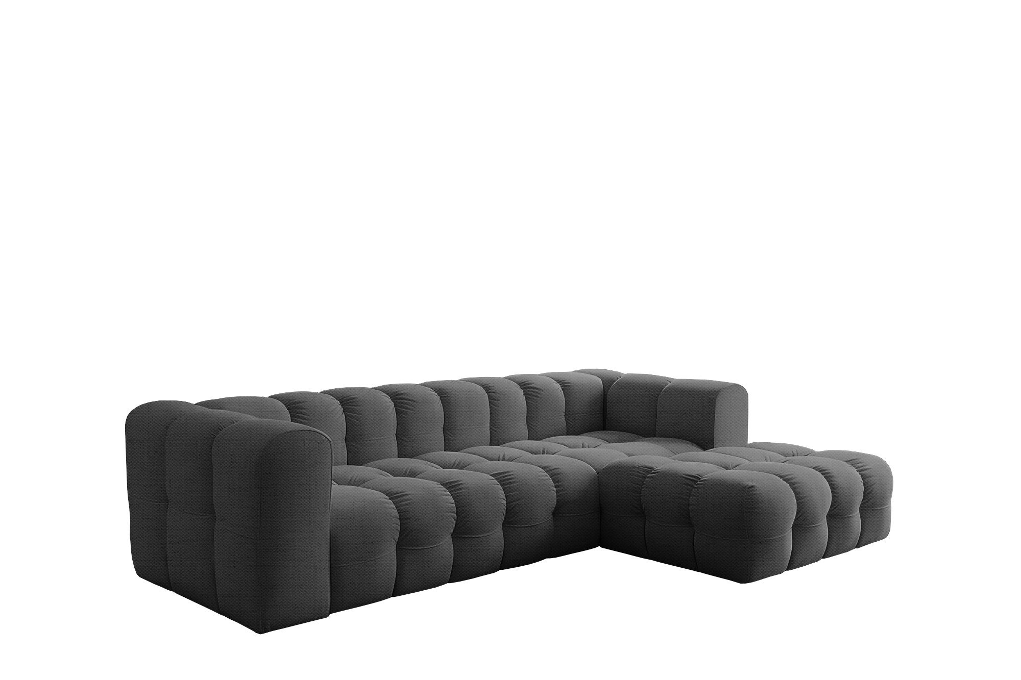 yourhouse24 Ecksofa BLOOM L, 290x193 cm XXL Lounge-Sofa in Bubble-Optik Chenille oder Samt, Made in Europe