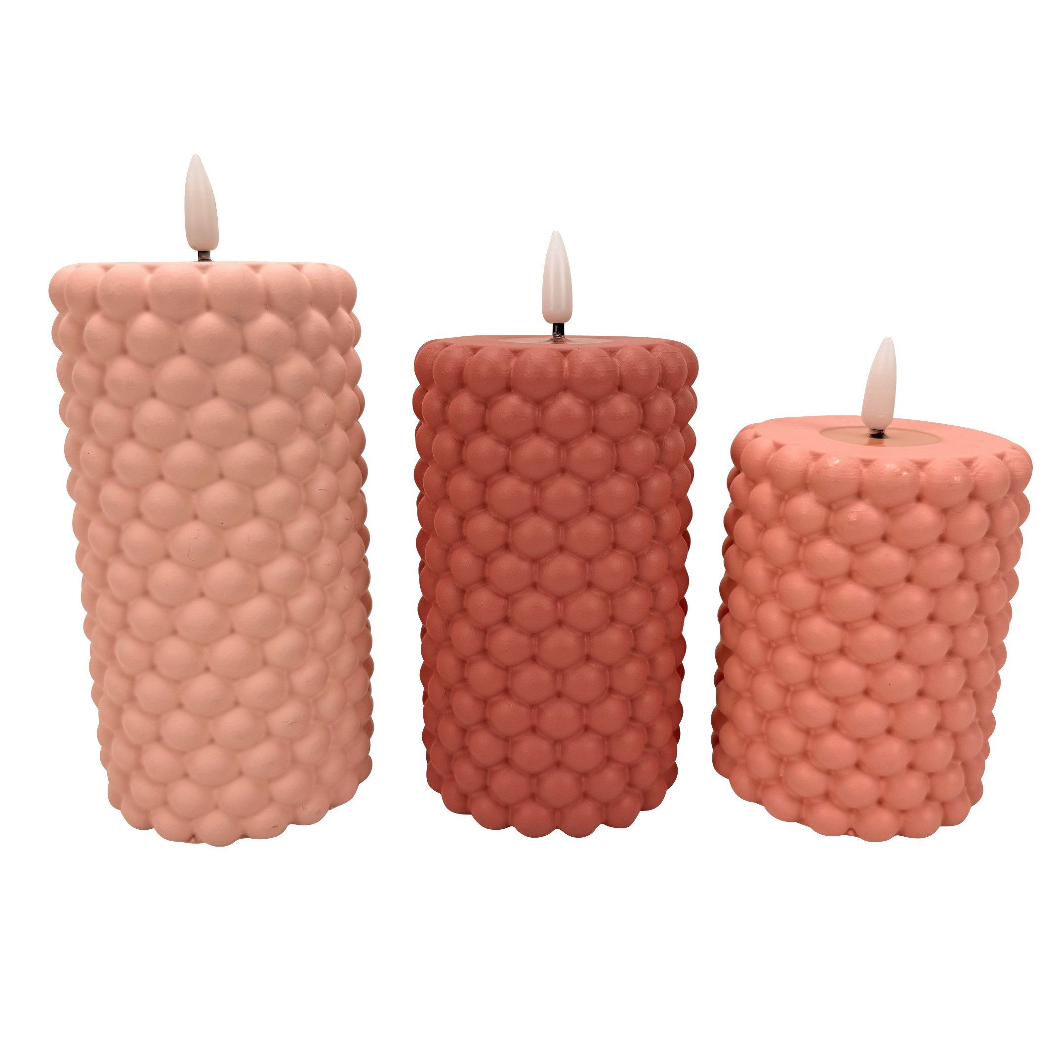 Online-Fuchs LED-Kerze - 3er Set LED-Kerzen aus Beton in Bubble Optik mit 6 günstig online kaufen