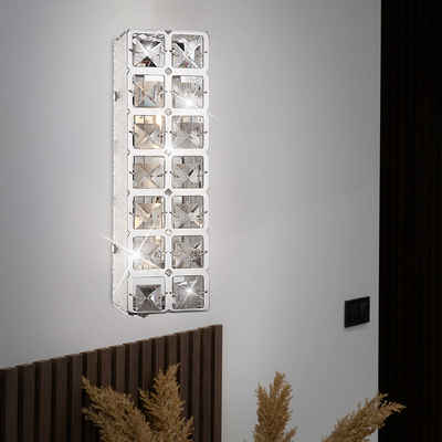etc-shop LED Wandleuchte, Leuchtmittel inklusive, Warmweiß, Wandleuchte Chrom Wandlampe Kristalle Kristallleuchte Wand Wohnzimmer