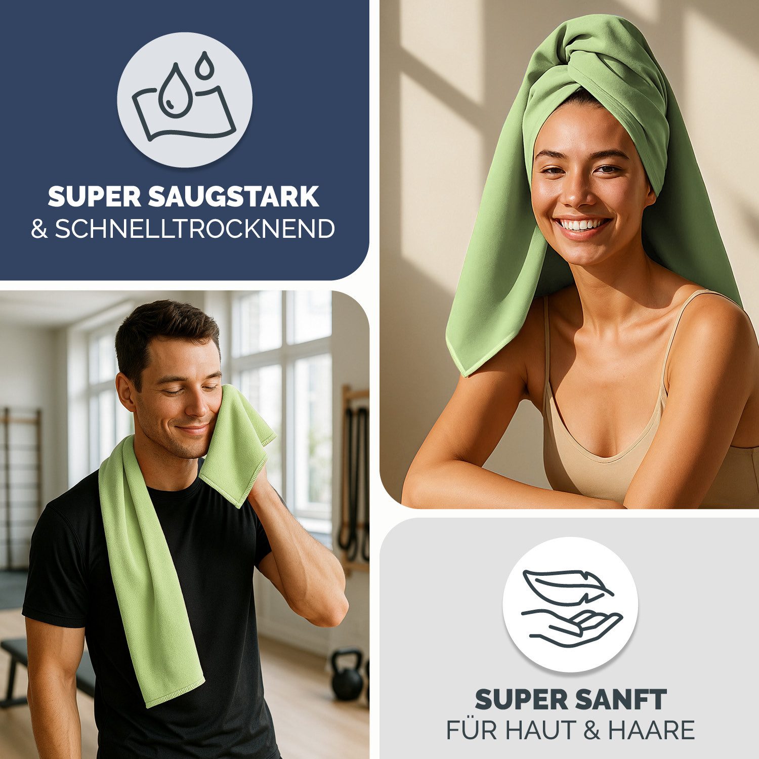 Blumtal Sporthandtuch Mikrofaser Handtuch - kompakte Mikrofaser Handtücher, Mikrofaser (inkl. Transporttasche, einzeln oder als Set verfügbar, 1-St), ultra leic – Bild 4 von 5