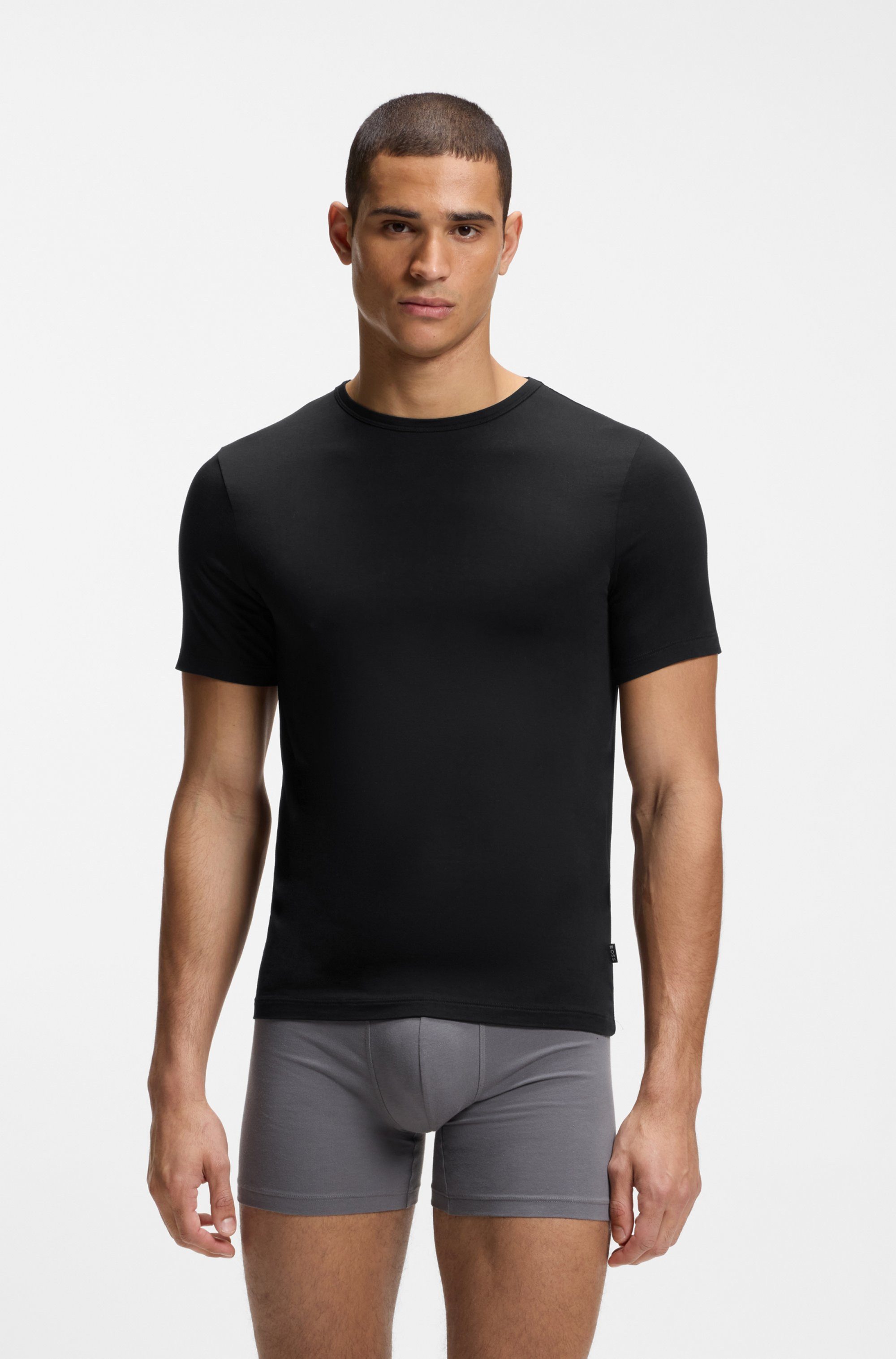 BOSS T-Shirt TShirt RN 3P Natura (3-tlg) einfarbiges T-Shirt mit Markenlabe günstig online kaufen