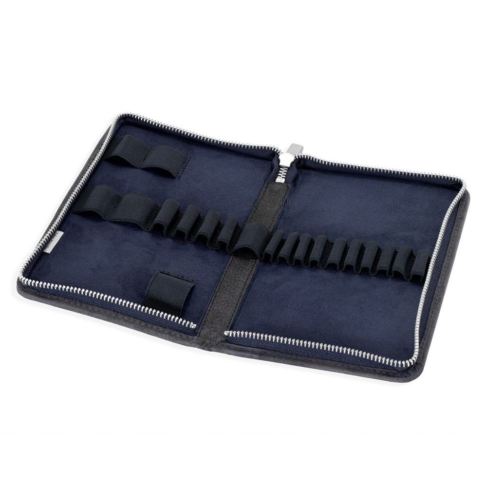 Stifte-Etui L, 014 Leder Federmäppchen Blau Jahn-Tasche Blau-Schwarz, Gr. Pencilbag Jahn-Tasche Schwarz /