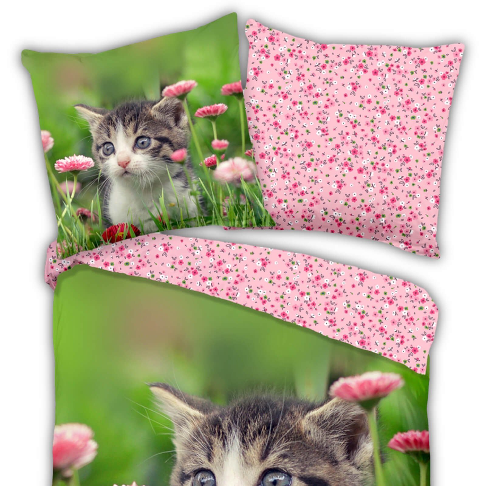 ESPiCO Kinderbettwäsche Jacky Trendy Bedding, Renforcé, 2 teilig, Katze, Bl günstig online kaufen