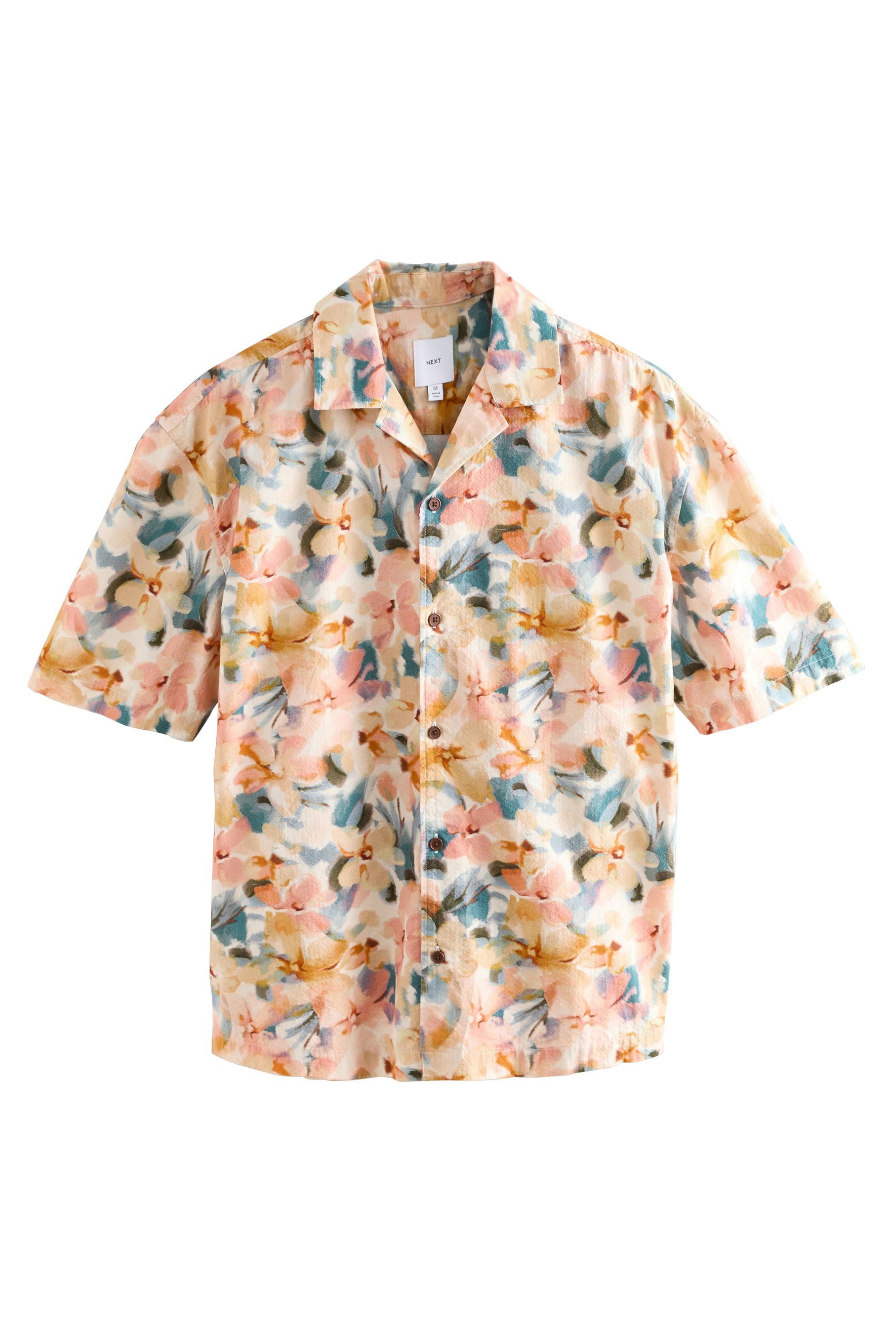 Next Kurzarmhemd Kurzarmhemd aus Baumwolle, Aquarell-Blumenprint (1-tlg) günstig online kaufen