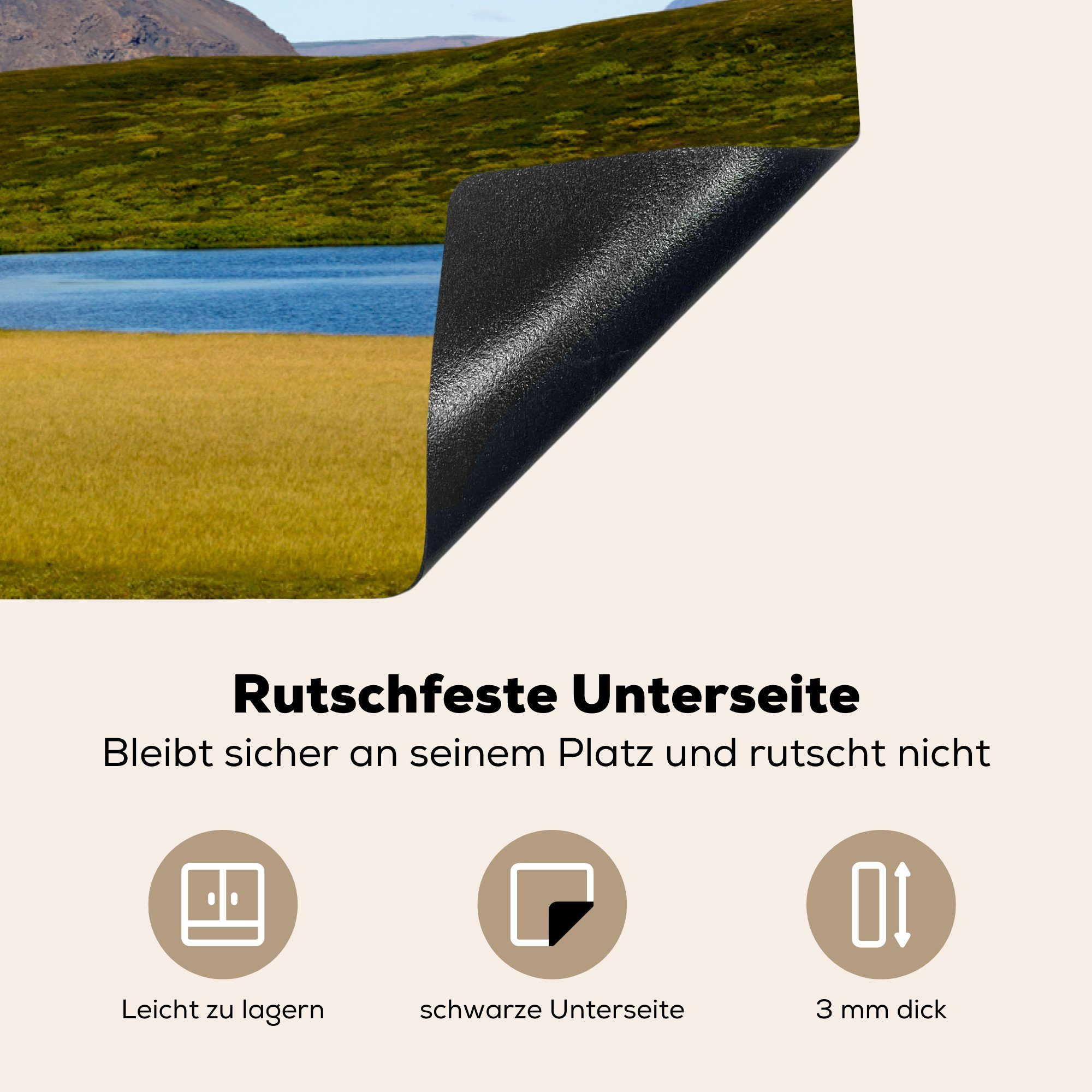 für 81x52 Vulkanische die tlg), (1 Schutz Induktionskochfeld cm, küche, in Island, Herdblende-/Abdeckplatte MuchoWow Vinyl, Ceranfeldabdeckung Landschaft