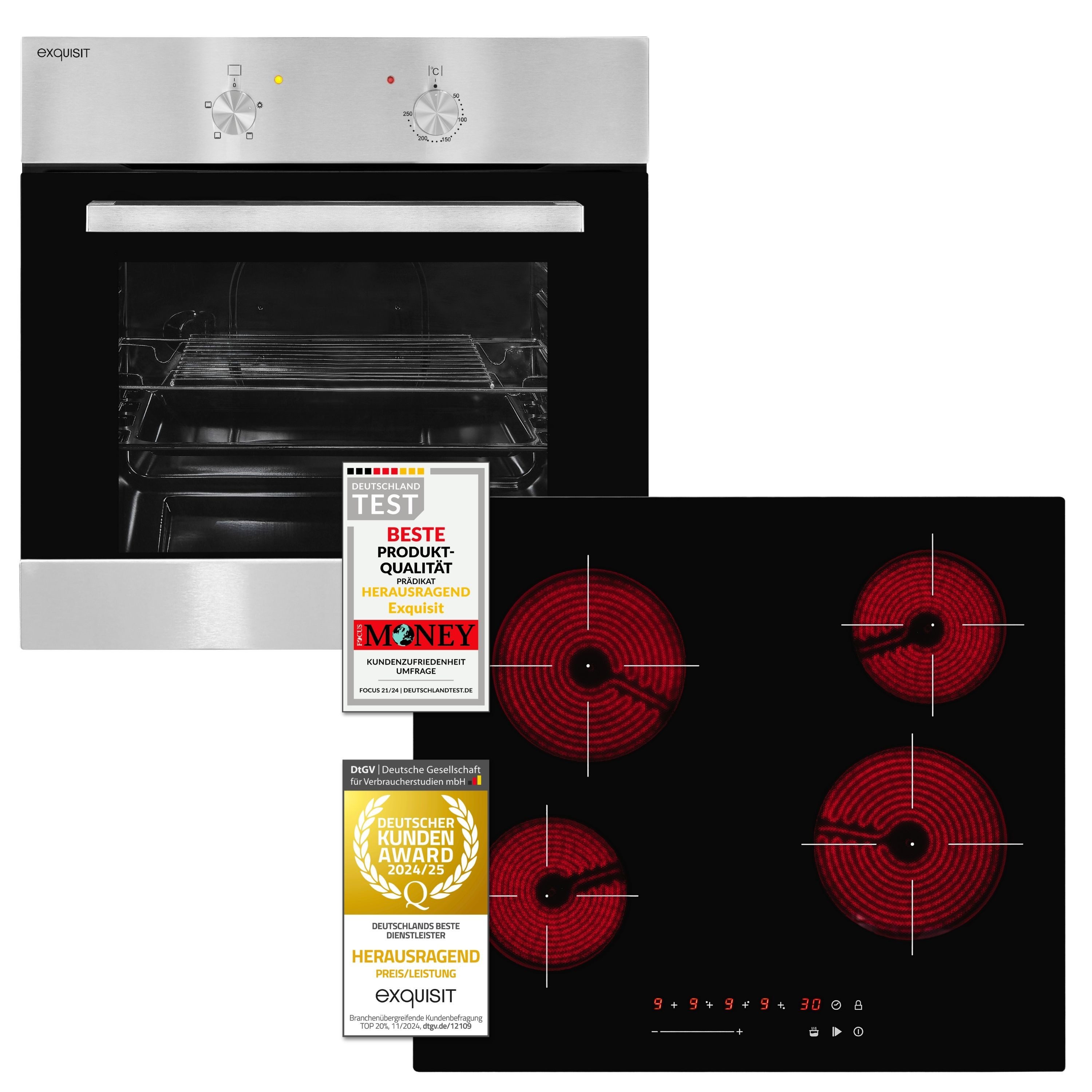 exquisit Backofen-Set BAKO Klassik inox, mühelos kochen: ca.50°C Butter schmelzen, ca.160°C Pommes frittieren