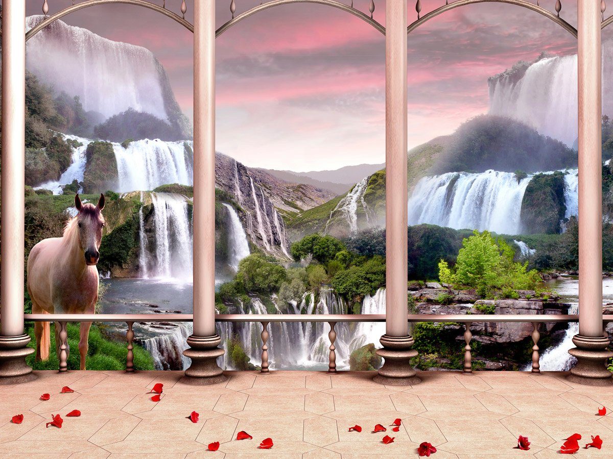 Papermoon Fototapete Fantasiewelt mit Wasserfällen