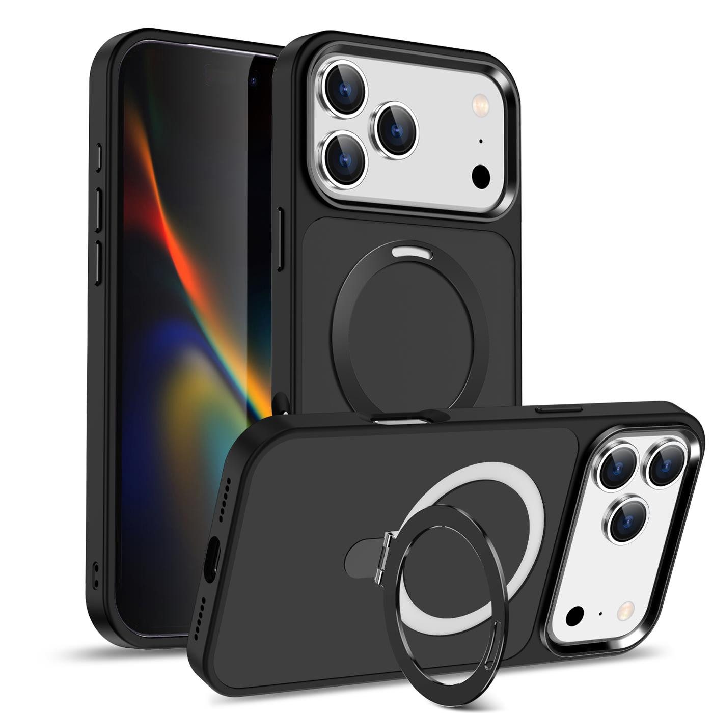 CoolGadget Handyhülle Hybrid Luxury Handy Case für iPhone 17 Pro Max 6,9 Zoll, Hülle Massiv Metallring aufklappbar Schutzhülle für Magsafe Zubehör