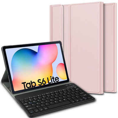 IVSO »Tastatur Hülle für Samsung Galaxy Tab S6 Lite 10.4 Zoll 2022/2020 SM-P610/P613/P615/P619 (Deutsches QWERTZ),« Tablet-Tastatur (Ständer PU Schutzhülle mit magnetisch Abnehmbarer Kabellose Tastatur für Samsung Galaxy Tab S6 Lite 10,4 Zoll 2022/2020)
