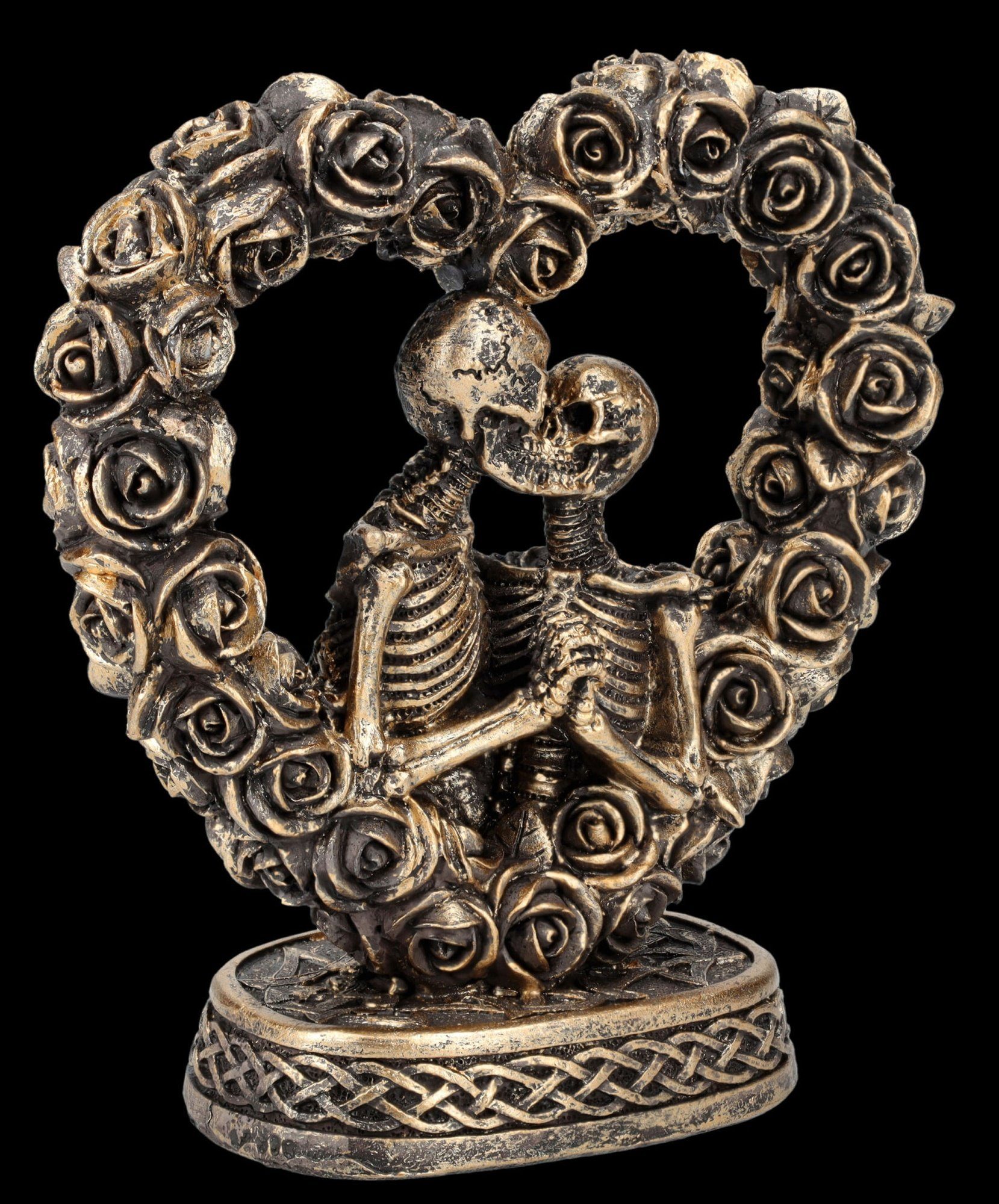 Figuren Shop GmbH Dekofigur Skelett Figur - Liebespaar in Rosenherz bronzef günstig online kaufen