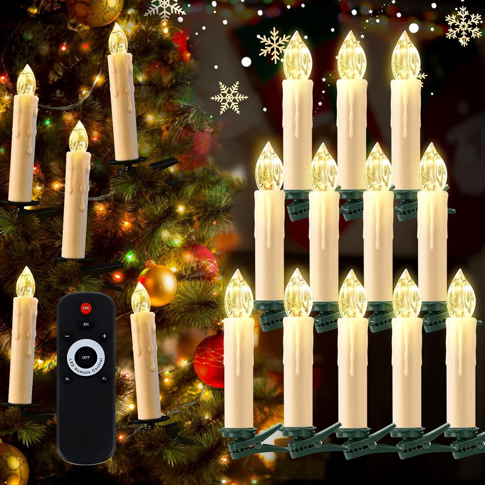 Gotoll LED-Christbaumkerzen CH010-50_B 10/50er kabellos christbaumkerzen Светодиодные свечи, weihnachtsdeko Weihnachtsbeleuchtung Mit timer und Fernbedienung