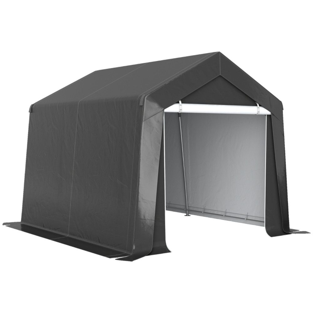 CHICFURN Gerätezelt Carport Zeltgarage 3x3m in Dunkelgrau, wasserdicht mit Rolltür, (Packung, 1 tlg., Belüftungsfenster & verlängerte Kanten), Garagenzelt für Auto, Wohnmobil & Outdoor-Lagerung