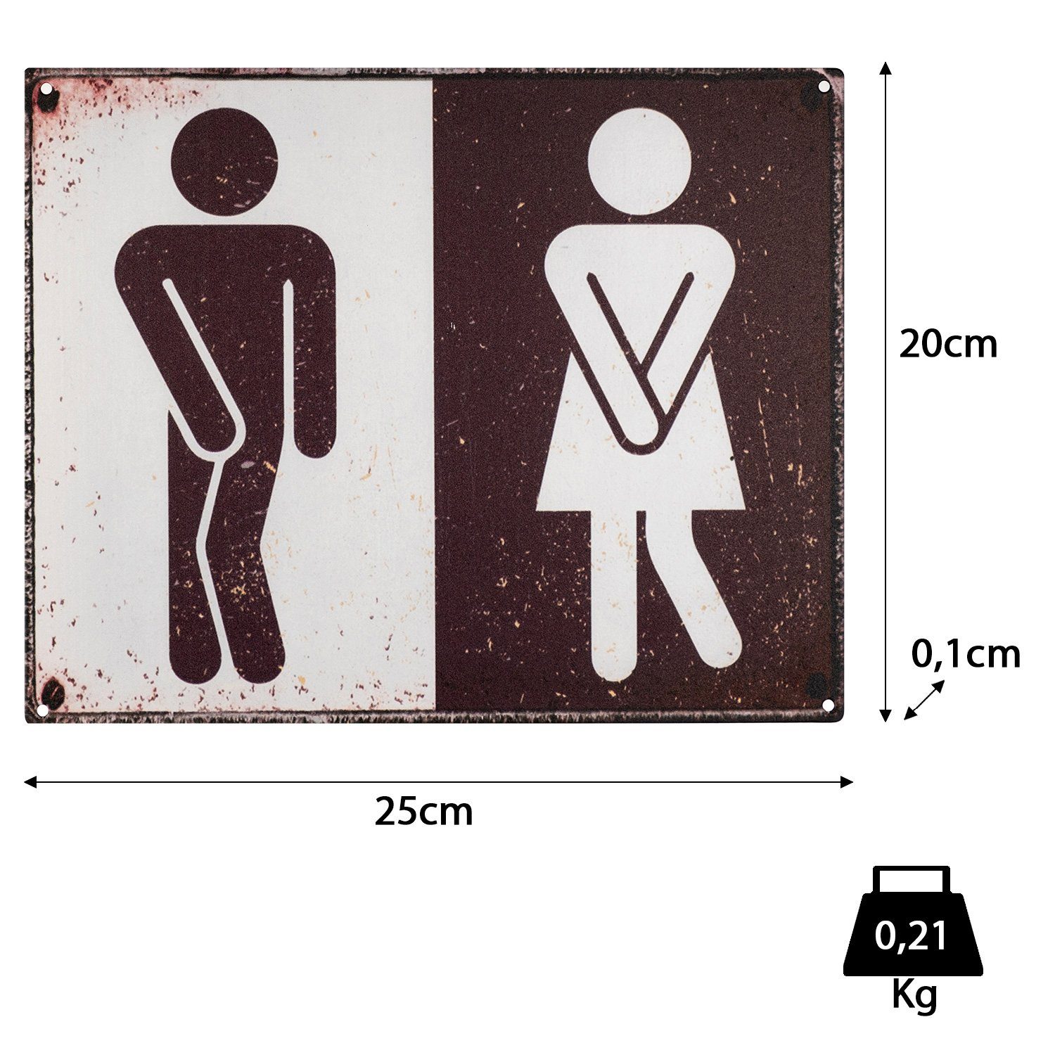 Moritz Metallschild Blechschild Toiletten Man und Frau Wc, (Einzeln), 20 x 25cm Vintage Retro Deko Schild Metallschild Wandbild Schild