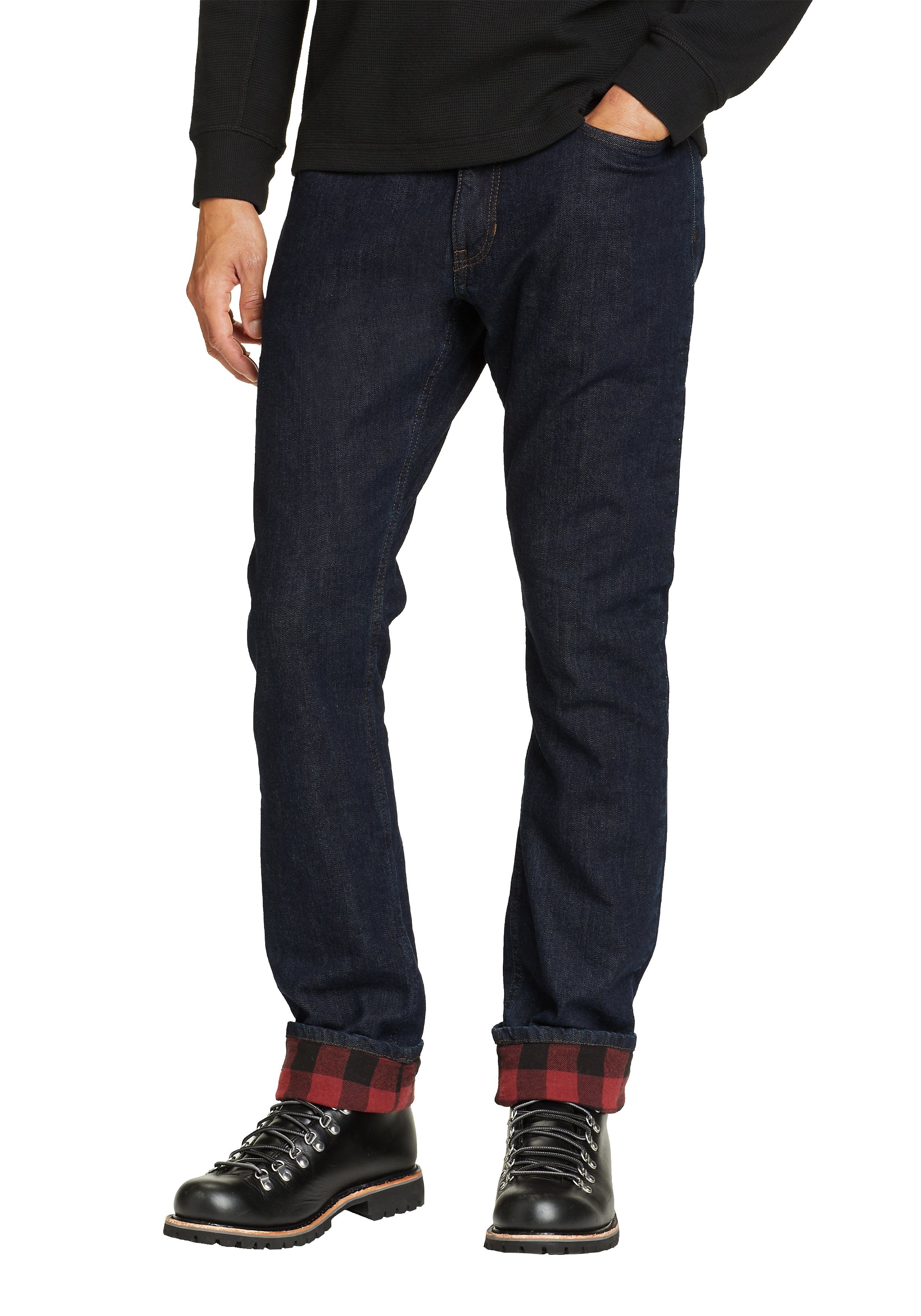 Eddie Bauer 5-Pocket-Jeans H2LOW Flex Jeans mit Flanellfutter Deep Rinse