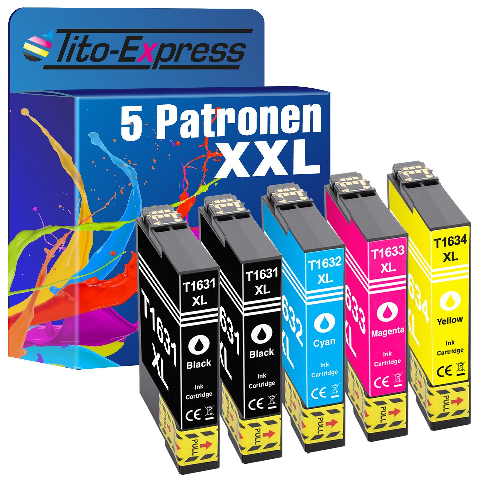 Tito-Express 5er Set ersetzt Epson T1631 T1632 T1633 T1634 T1636 16XL Tintenpatrone (Multipack, für WF-2630WF WF-2650DWF WF-2750DWF WF-2510WF WF-2010W WF-2660DWF)