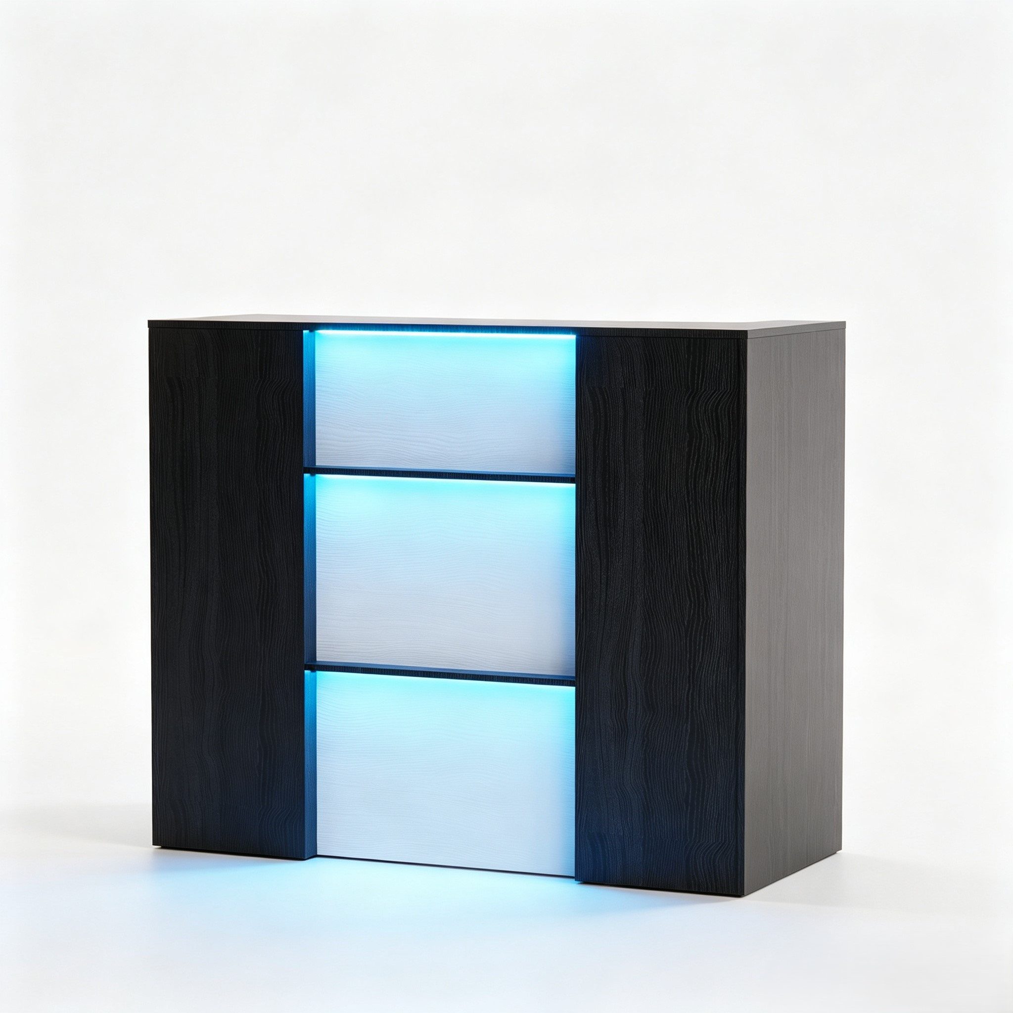PEALOV Empfangstheke mit RGB-LED-Beleuchtung, Verkaufstheke mit Stauraum, 120x50x100cm (1-St), Vielseitige Rezeptionstheke für Büro, Salon, Geschäft und Café – Bild 3 von 5