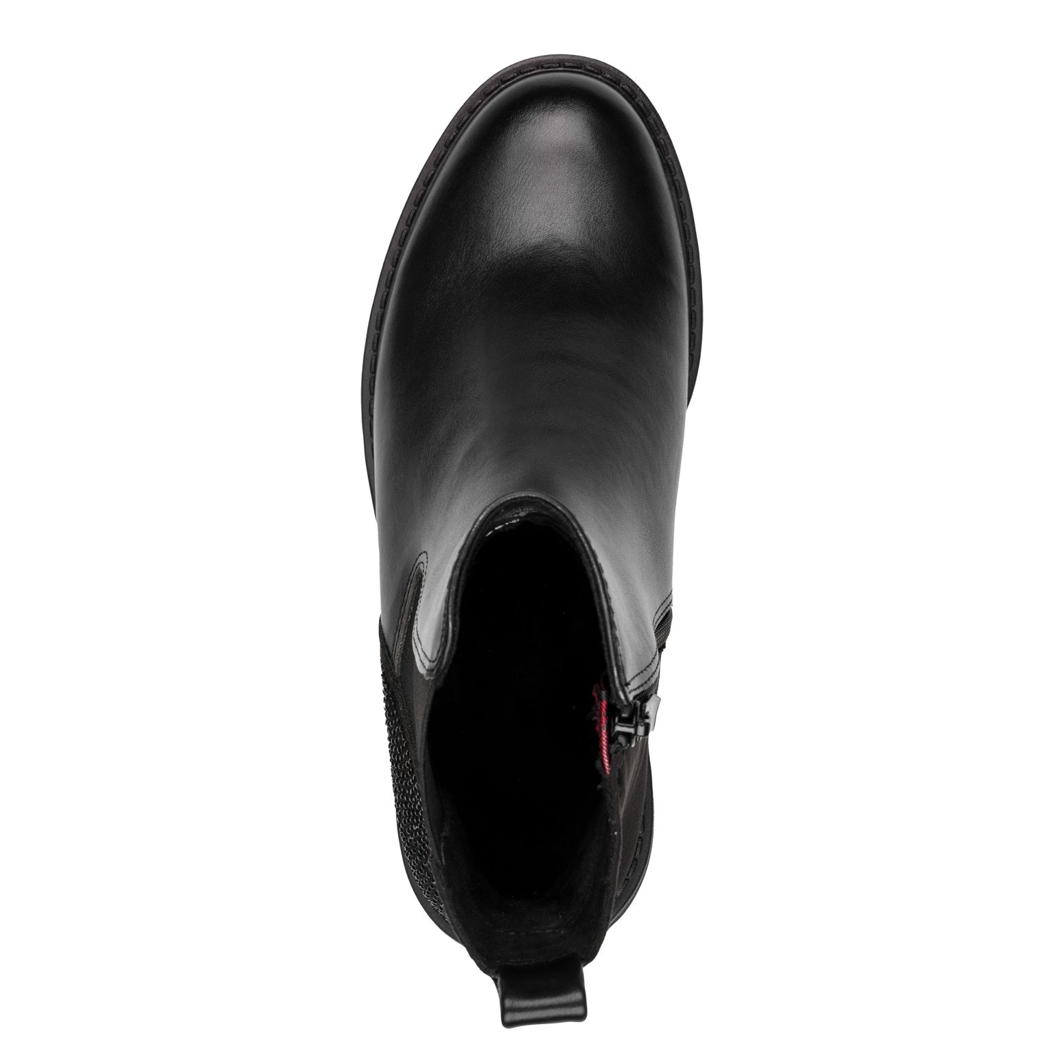 MARCO TOZZI Chelseaboots, Blockabstz, Stiefelette mit funkelenden Strasssteinchen besetzt