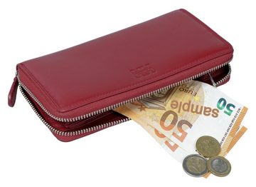 Elbleder Geldbörse Polo 123 - lange Damenbörse mit 13 Kartenfächern, mit RFID-Schutz aus Echtleder Rot