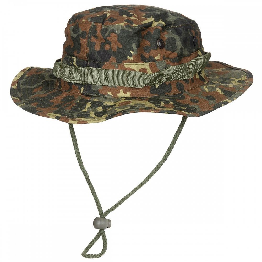 MFH Outdoorhut US GI Buschhut, mit Kinnband, GI Boonie, Rip Stop, flecktarn - XL (Packung) umlaufende Schlaufen
