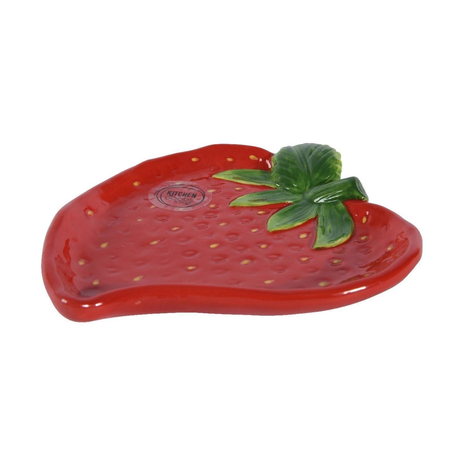 Kaemingk Teller Snackteller CITRI, 14,5 x 17 cm, Rot, Grün, (1 St), aus Dolomit
