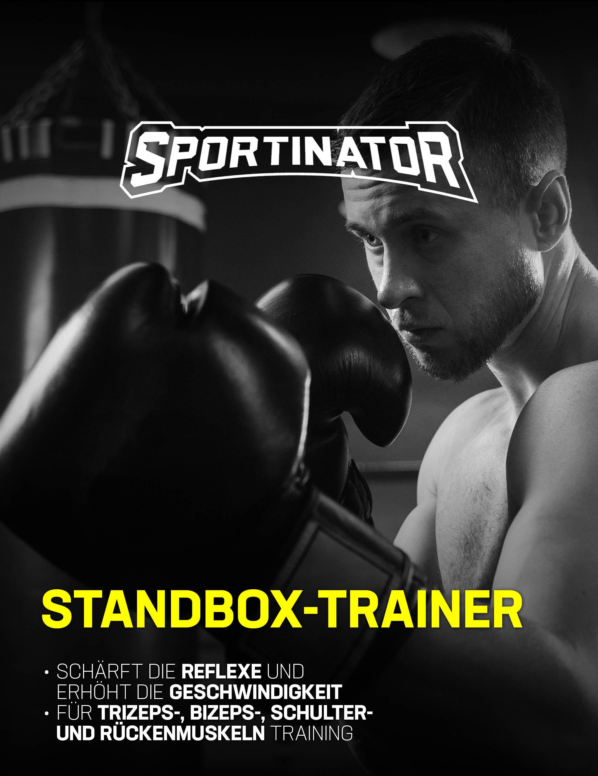 Sportinator Punchingball Standbox-Trainer inkl. Boxbirne & Boxhandschuhen, höhenverstellbare Stange von 125 cm bis 150 cm
