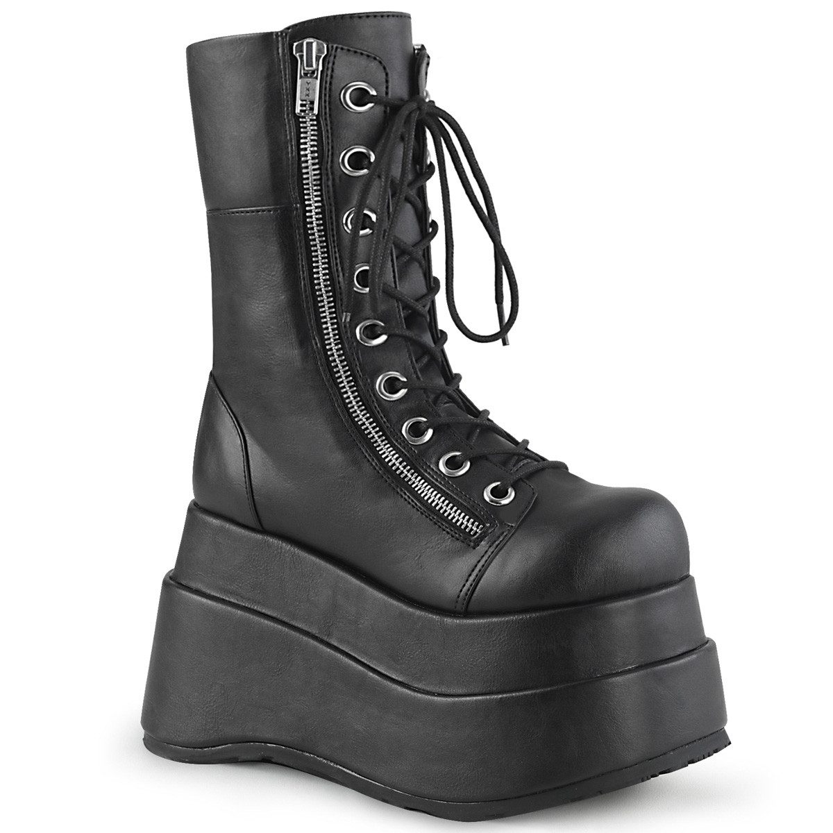Sale BEAR-265 DemoniaCult Damen Plateaustiefeletten schwarz matt doppe High-Heel-Stiefel