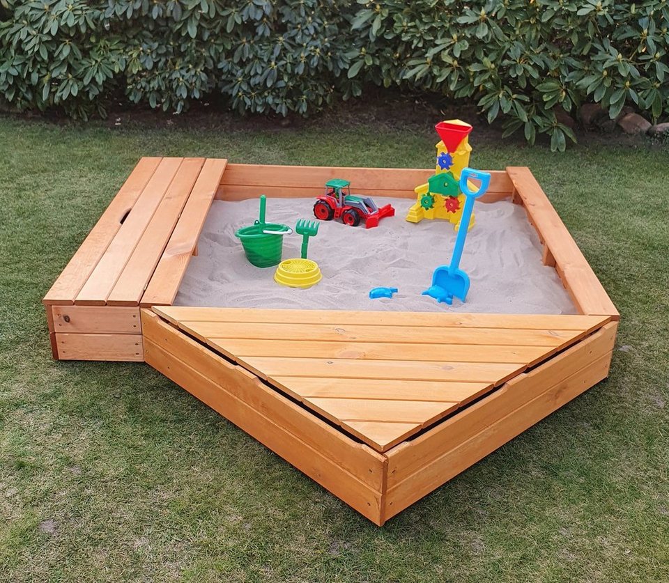 promadino Sandkasten MULTI, (Set), BxLxH: 260x172x22 cm, mit Bugbox und  Sitzbox