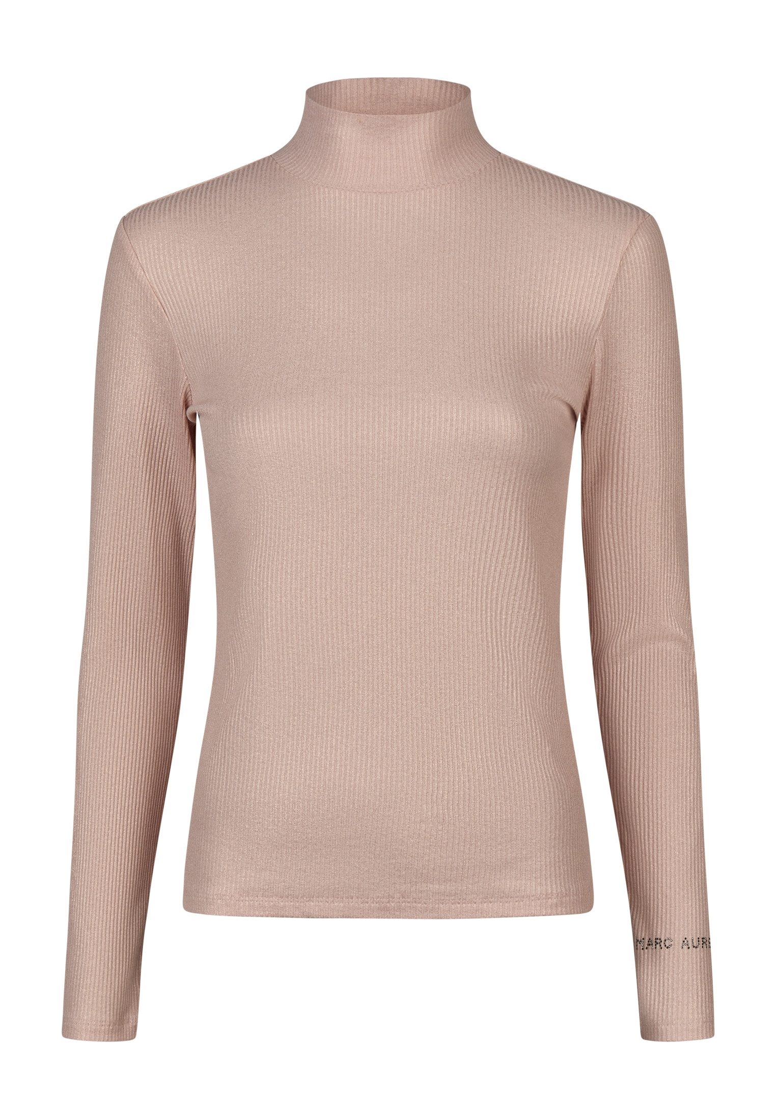 MARC AUREL Langarmshirt Rippshirt mit Sparkle-Folie