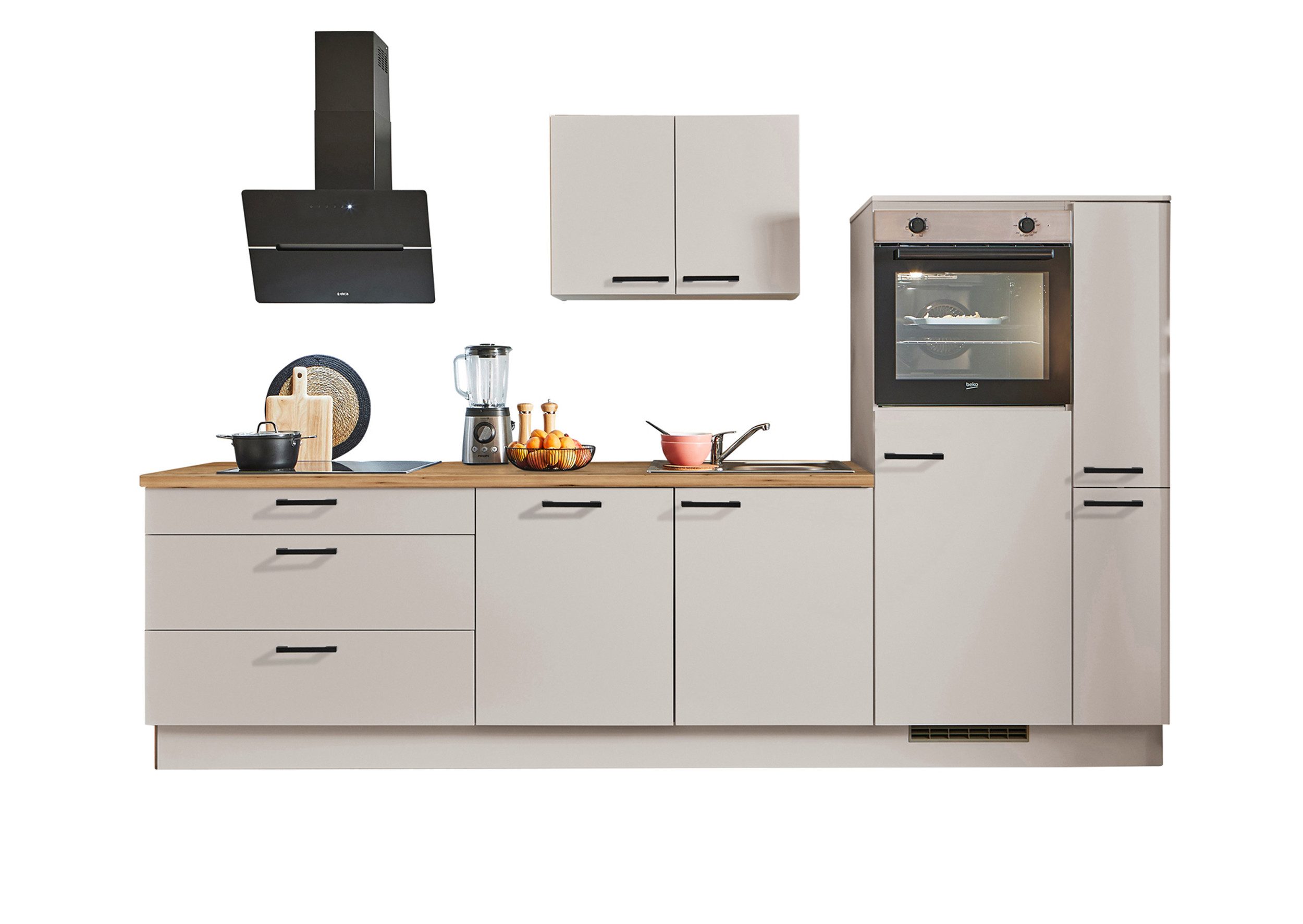 pino Кухниzeile Stockholm, individuell anpassbar, gratis Кухниplanung mit Profis, (Breite 280cm), vormontiert, wahlw. mit E-Geräten, Preis inkl. Lieferung
