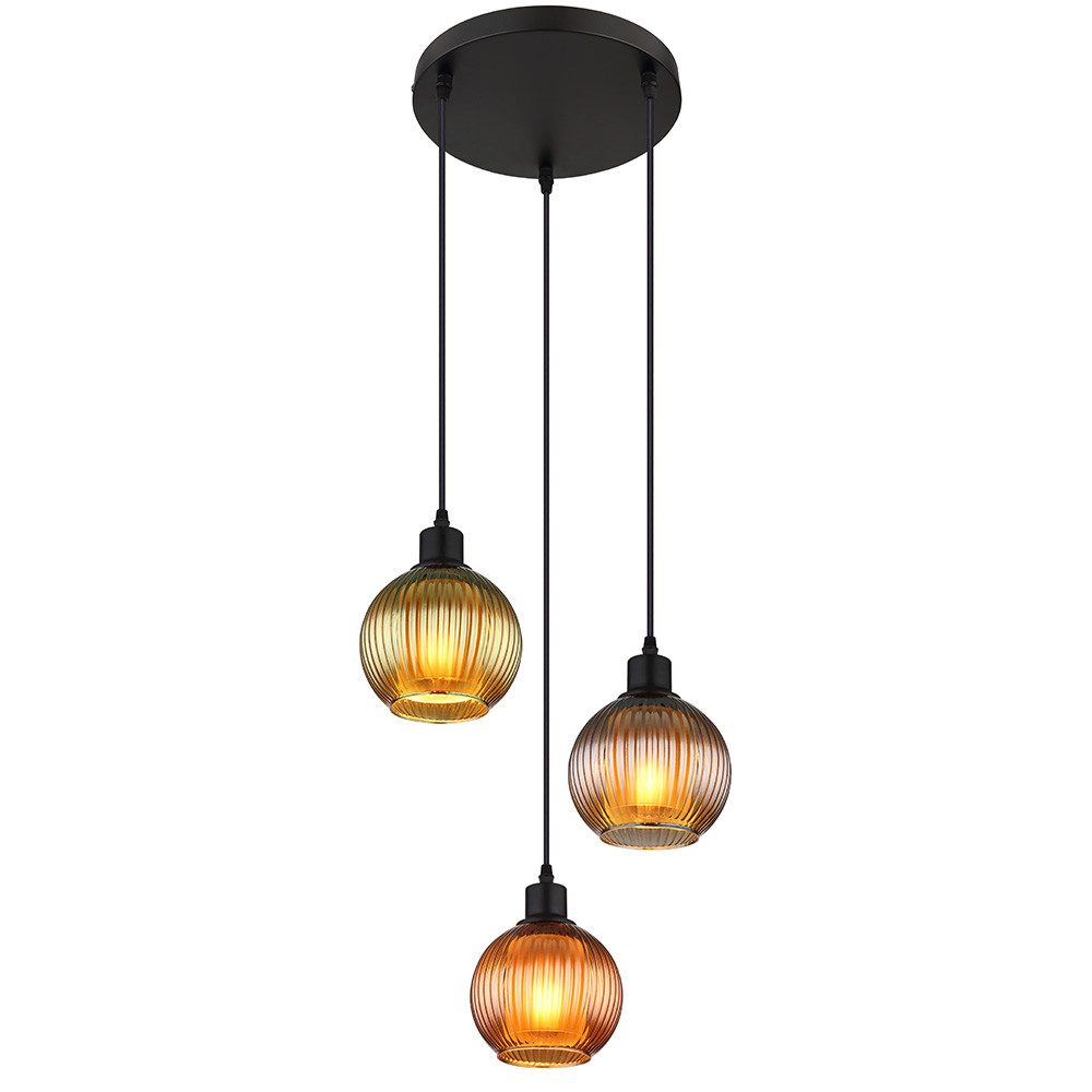 GLOBO LIGHTING LED Pendelleuchte, Leuchtmittel inklusive, Warmweiß, Hängelampe Pendellampe Esstischleuchte 3 flammig Glas LED H 120 cm