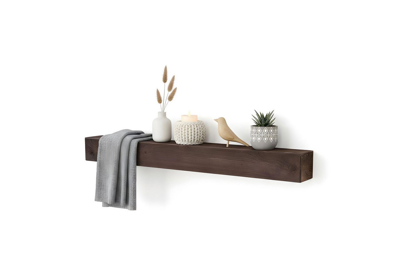 Levandeo® Wandregal, levandeo Wandregal Holz Massiv 100x10cm Nussbaum Farbig Wandboard